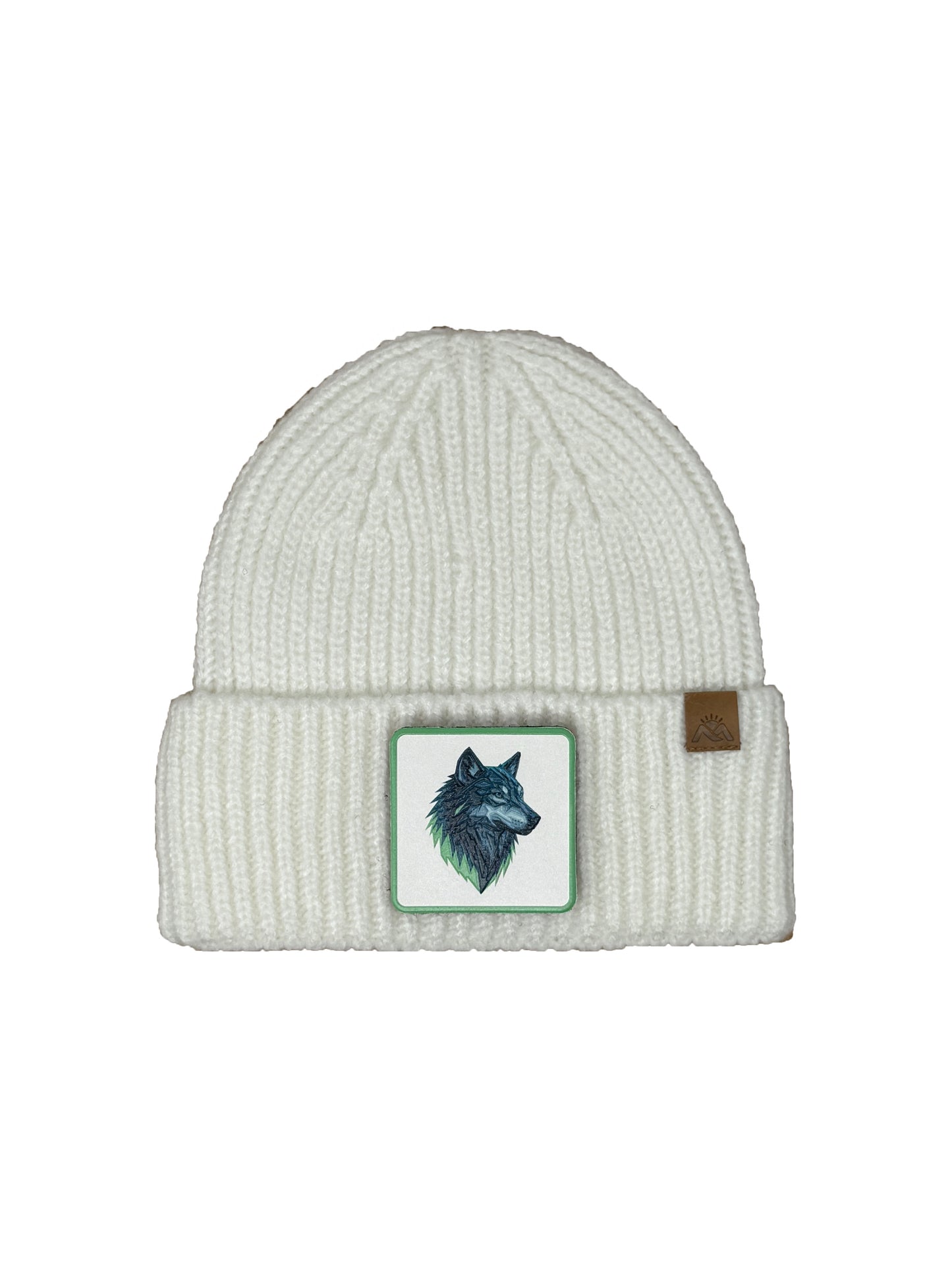 Wolf Instinct | Embossed Removable Patch Beanie - Wool Blend, Soft, Warm, One Size Fits All