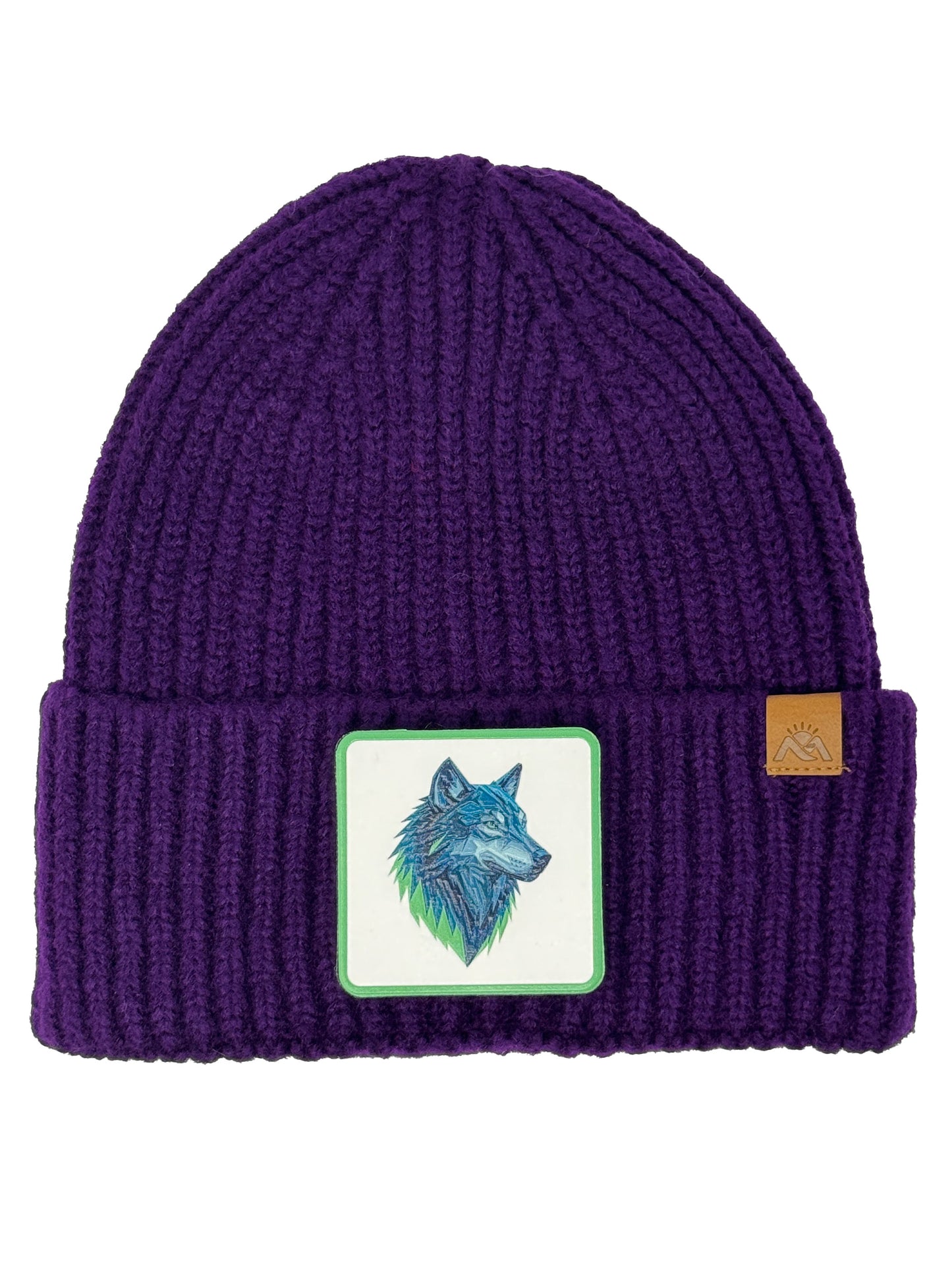 Wolf Instinct | Embossed Removable Patch Beanie - Wool Blend, Soft, Warm, One Size Fits All