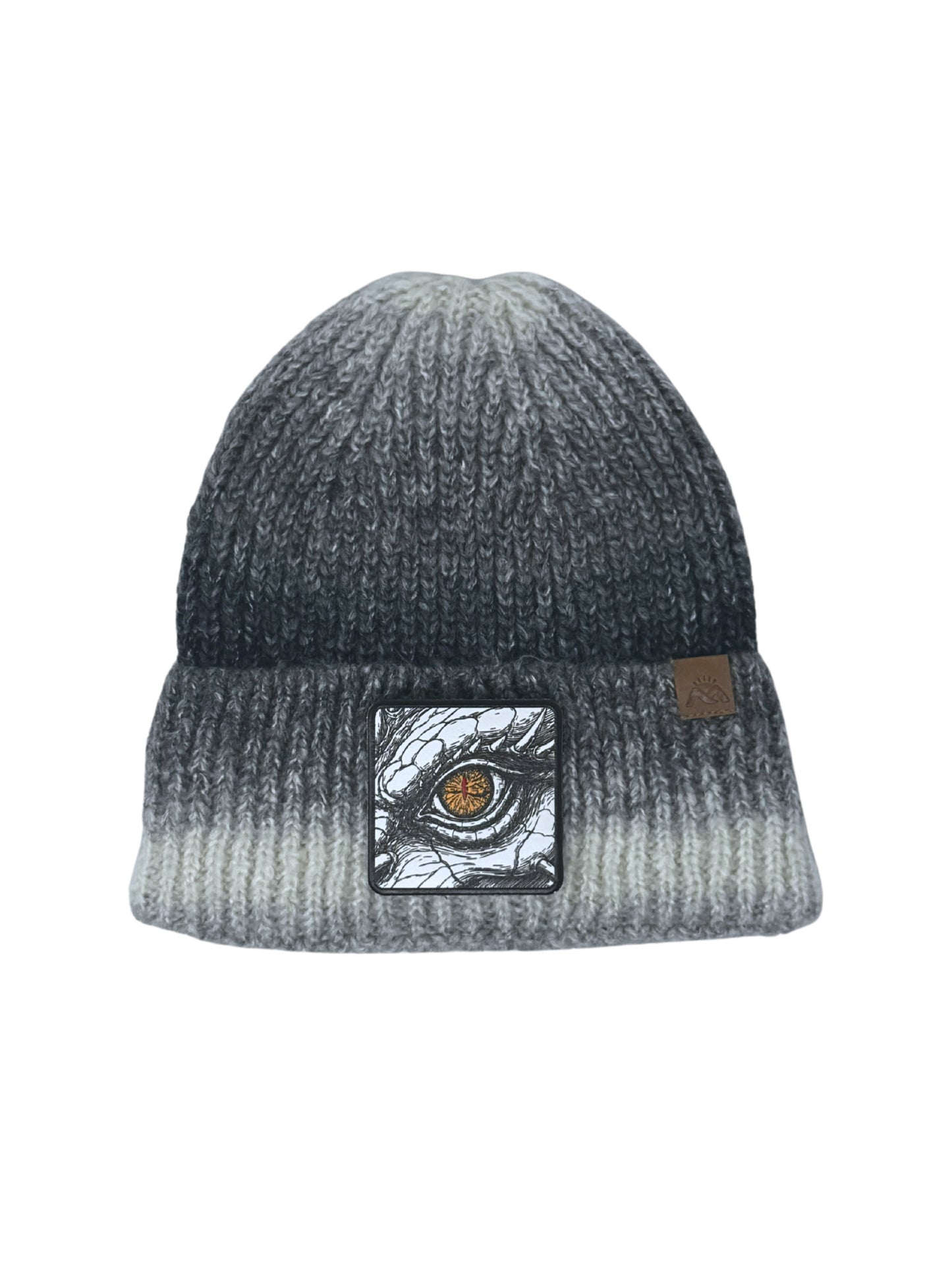 Dragon Eye | Embossed Removable Fantasy Patch Beanie - Wool Blend, Soft, Warm, One Size Fits Most