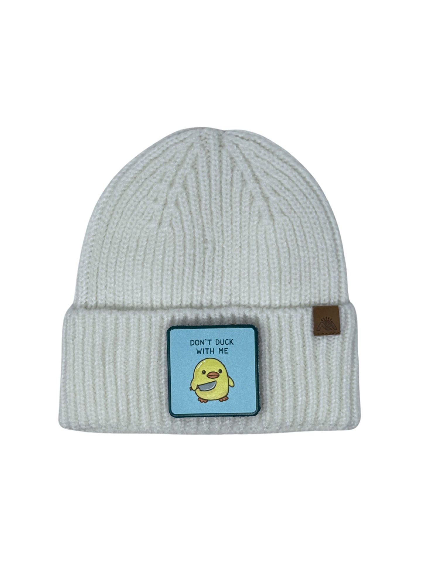 Don't Duck With Me | Embossed Removable Patch Beanie - Wool Blend, Soft, Warm, One Size Fits Most