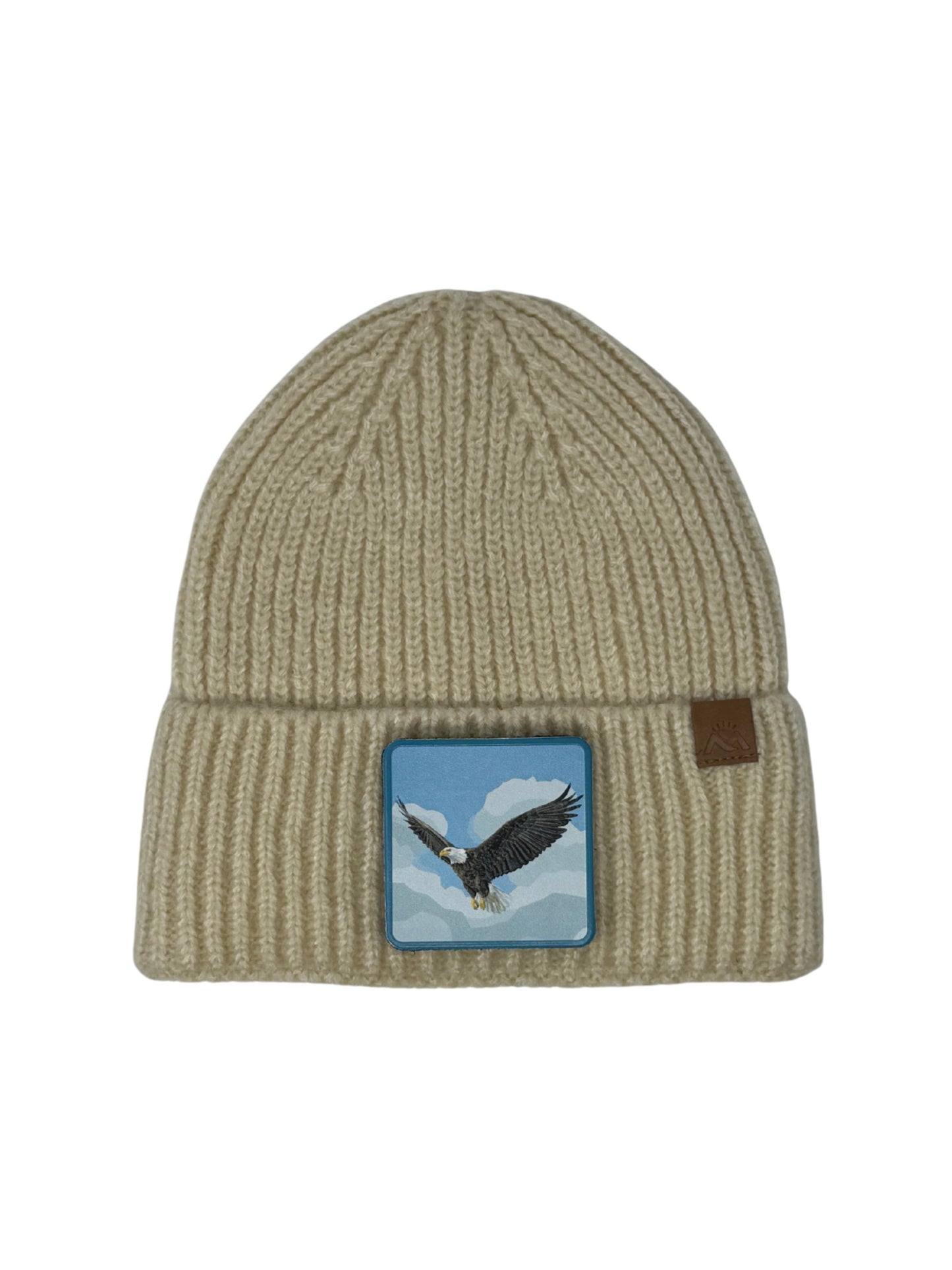 Sky Hunter | Embossed Removable Patch Beanie - Wool Blend, Soft, Warm, One Size Fits Most