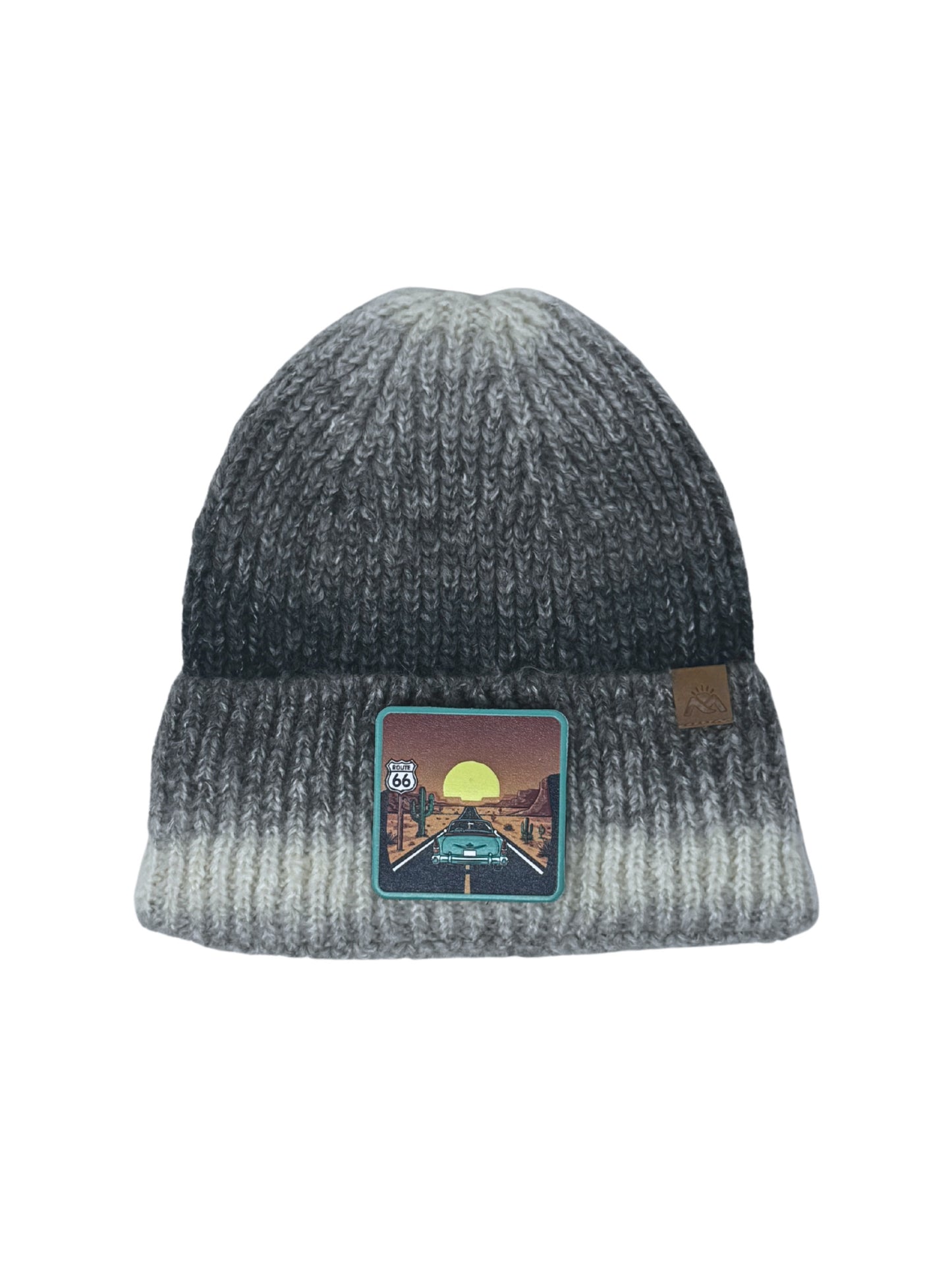 Route 66 | Embossed Removable Patch Beanie - Wool Blend, Soft, Warm, One Size Fits Most