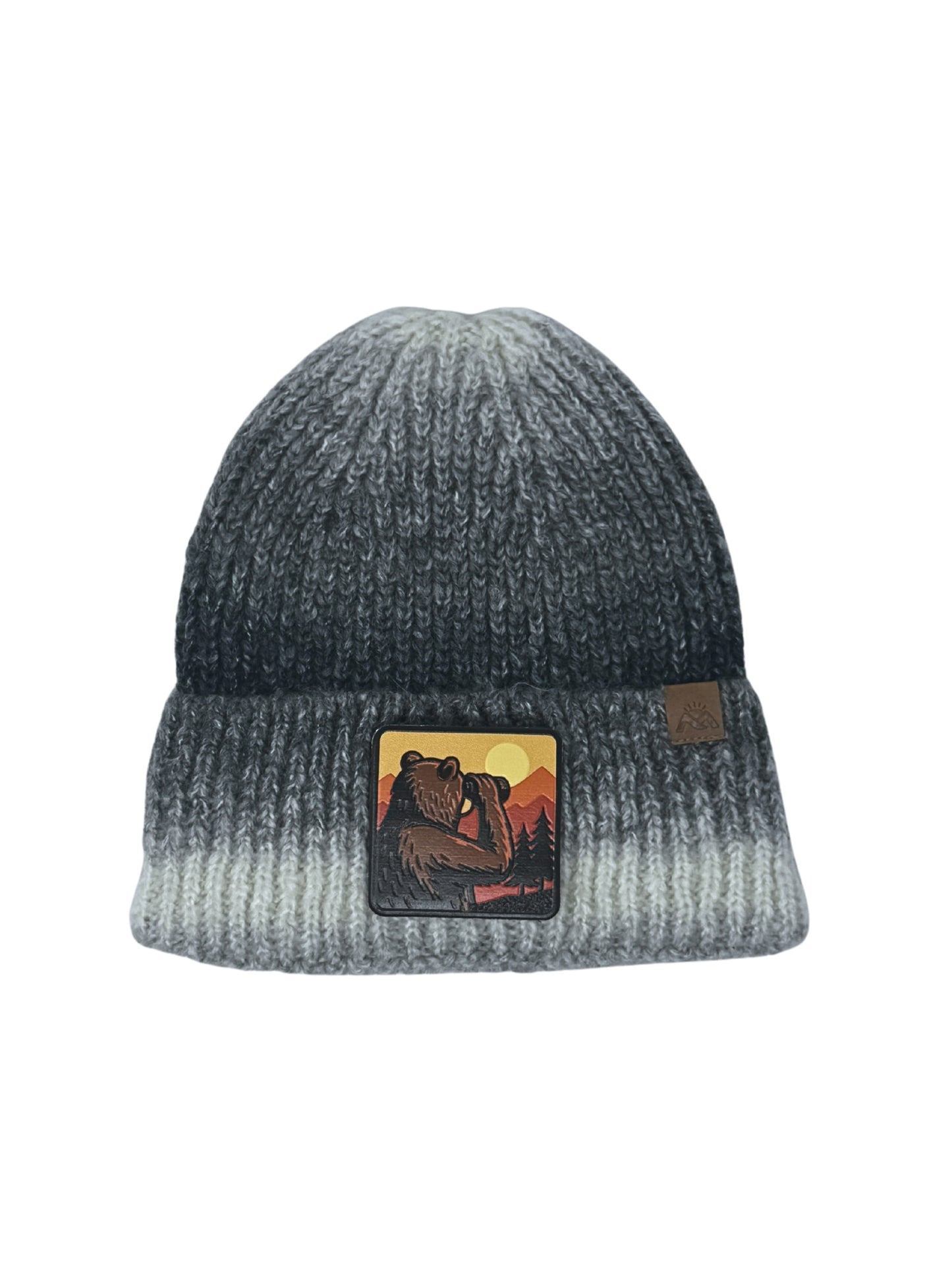 Wilderness Watcher | Embossed Removable Patch Beanie - Wool Blend, Soft, Warm, One Size Fits Most