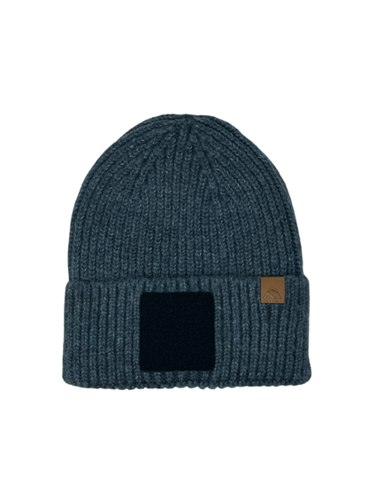 MORNIE | Beanie with Hook and Loop Panel - Wool Blend, Soft, Warm, One Size Fits Most