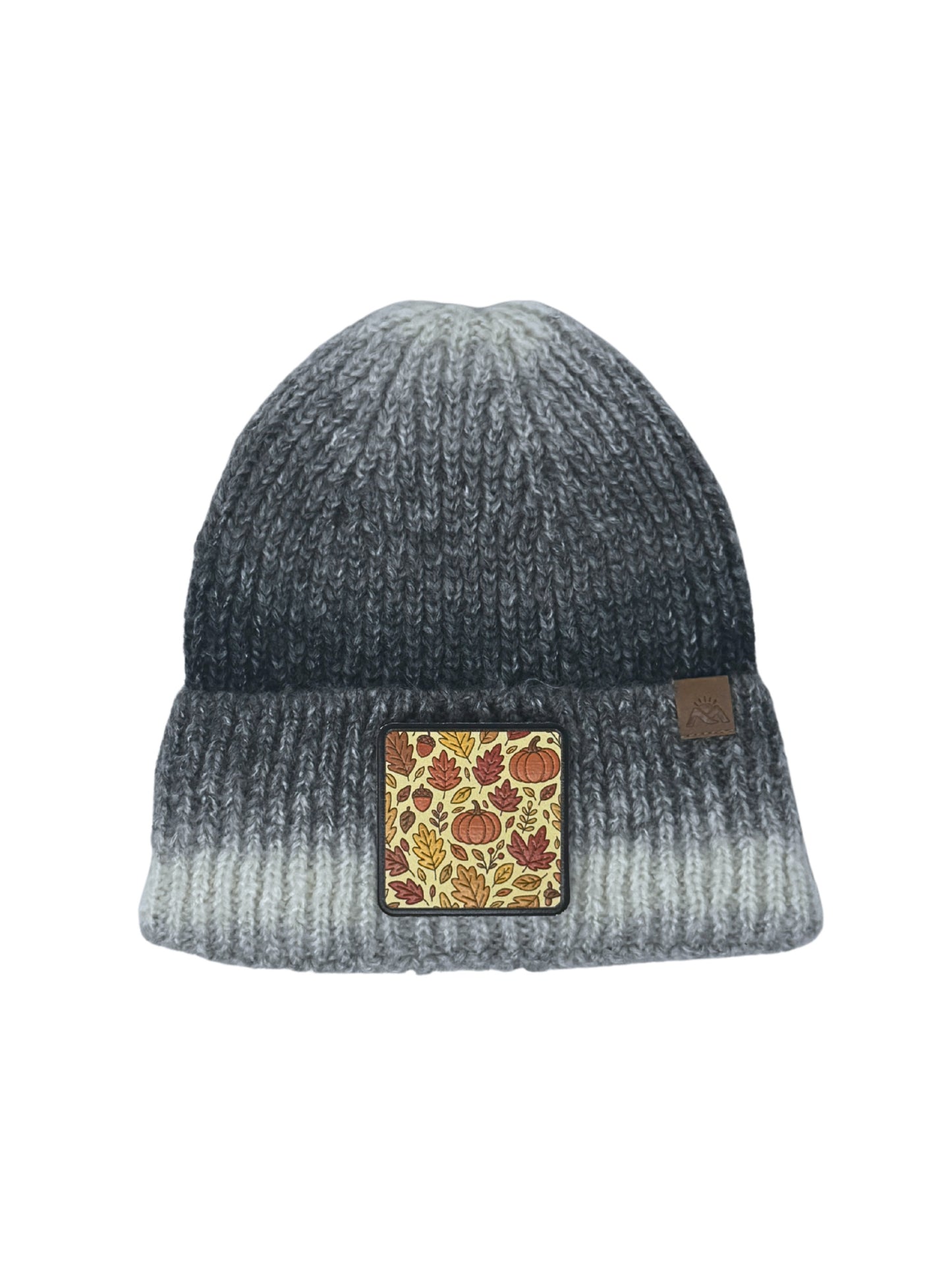 Autumn Vibes | Embossed Removable Fall Patch Beanie - Wool Blend, Soft, Warm, One Size Fits Most
