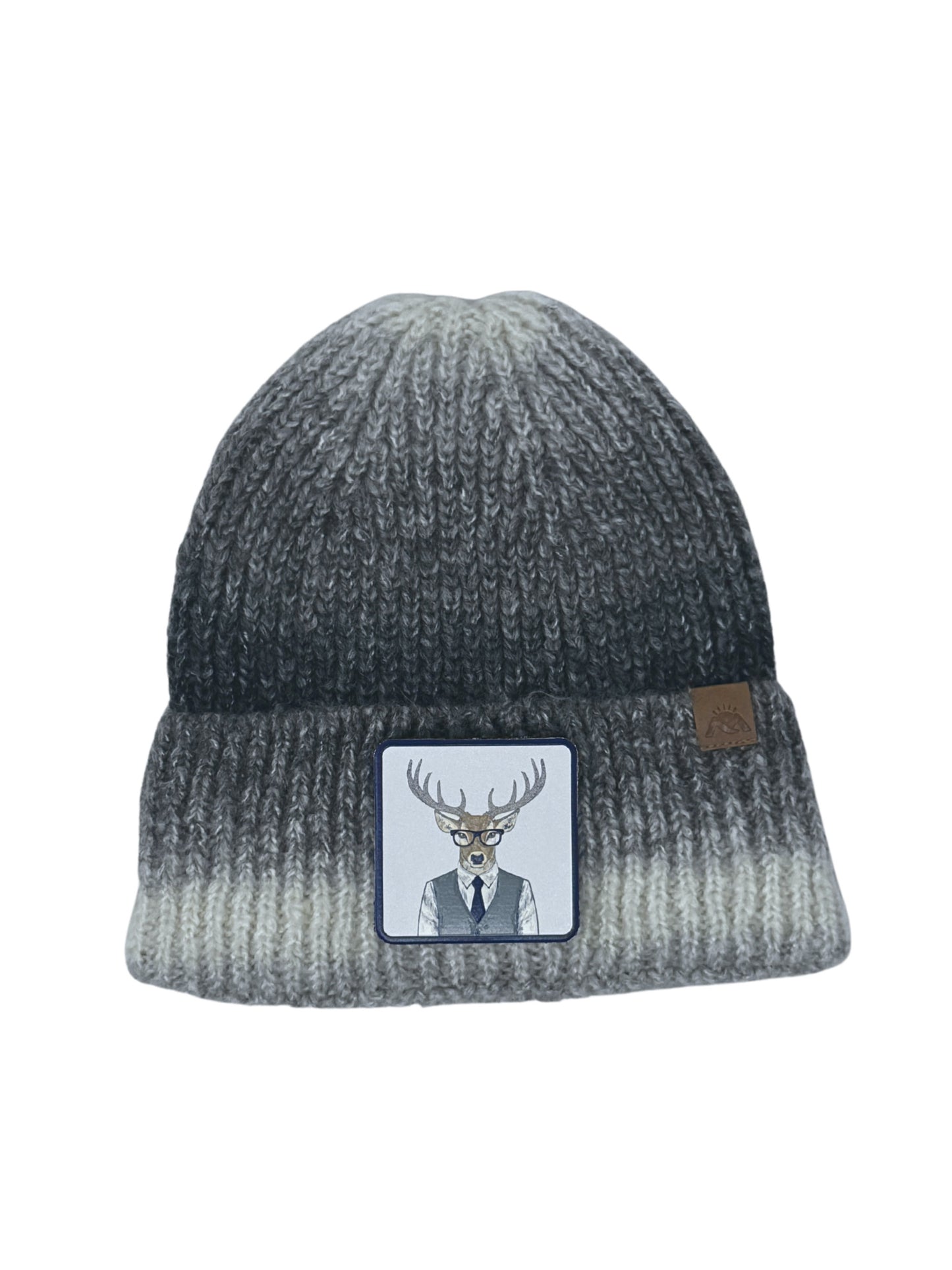 Corporate Reindeer | Embossed Removable Patch Beanie - Wool Blend, Soft, Warm, One Size Fits Most