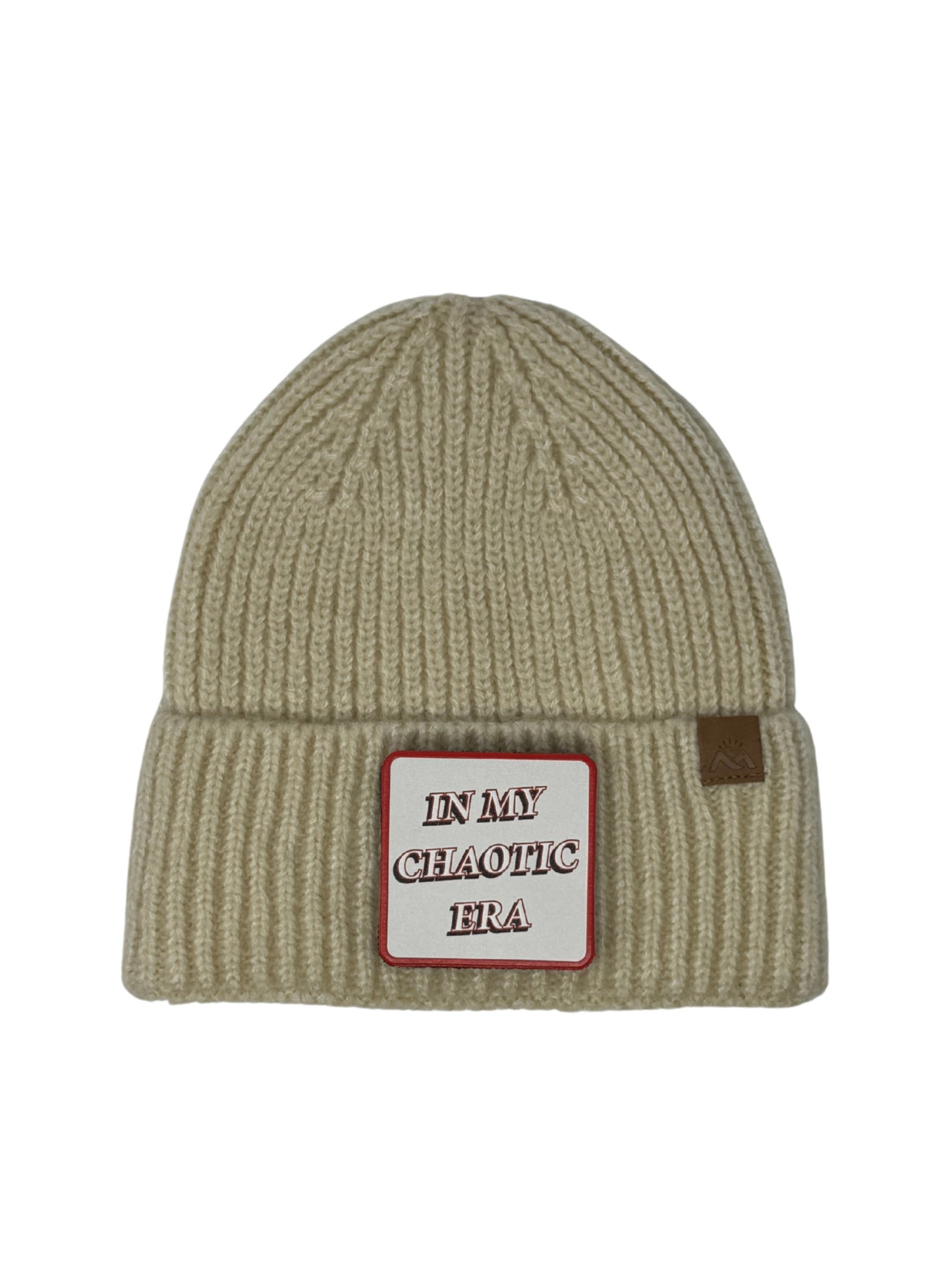 In My Chaotic Era | Embossed Removable Patch Beanie - Wool Blend, Soft, Warm, One Size Fits Most