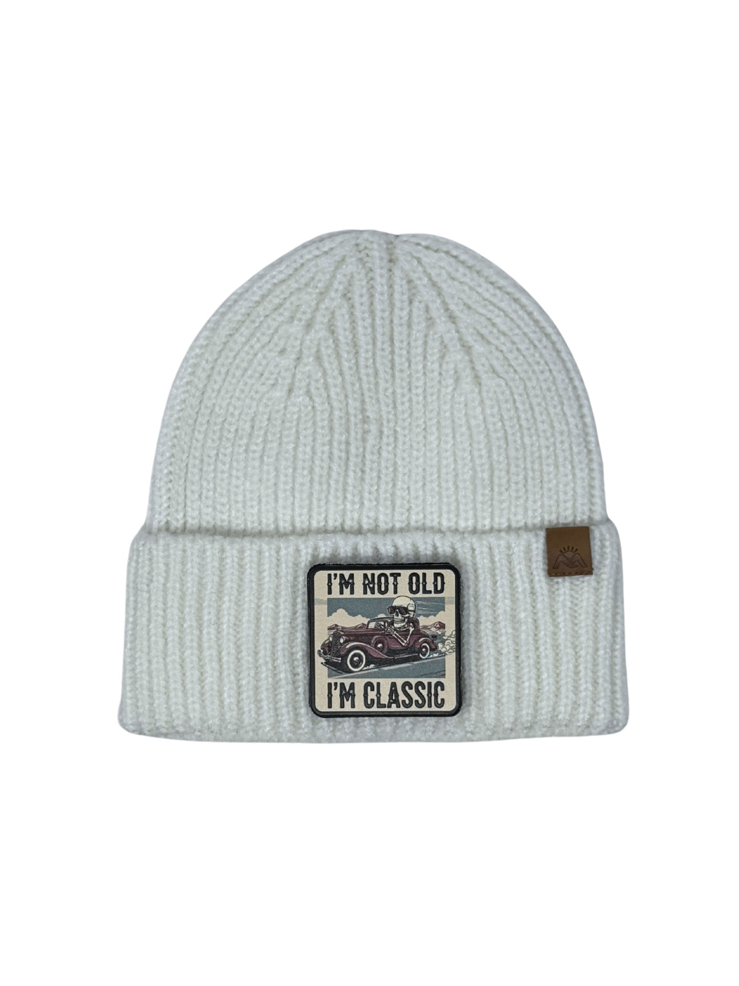 I am Classic | Embossed Removable Patch Beanie - Wool Blend, Soft, Warm, One Size Fits Most