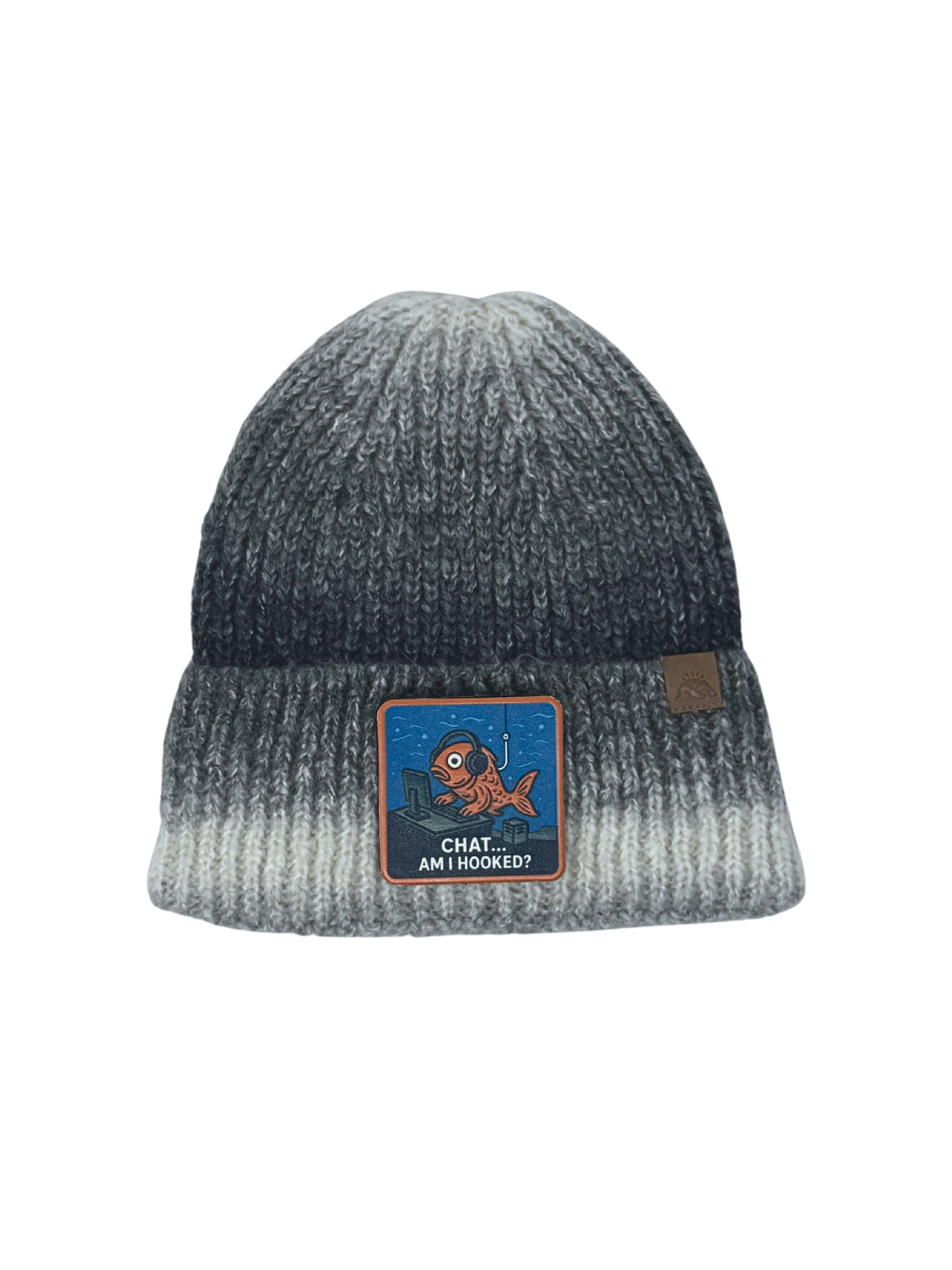 Am I Hooked? | Embossed Removable Patch Beanie - Wool Blend, Soft, Warm, One Size Fits Most