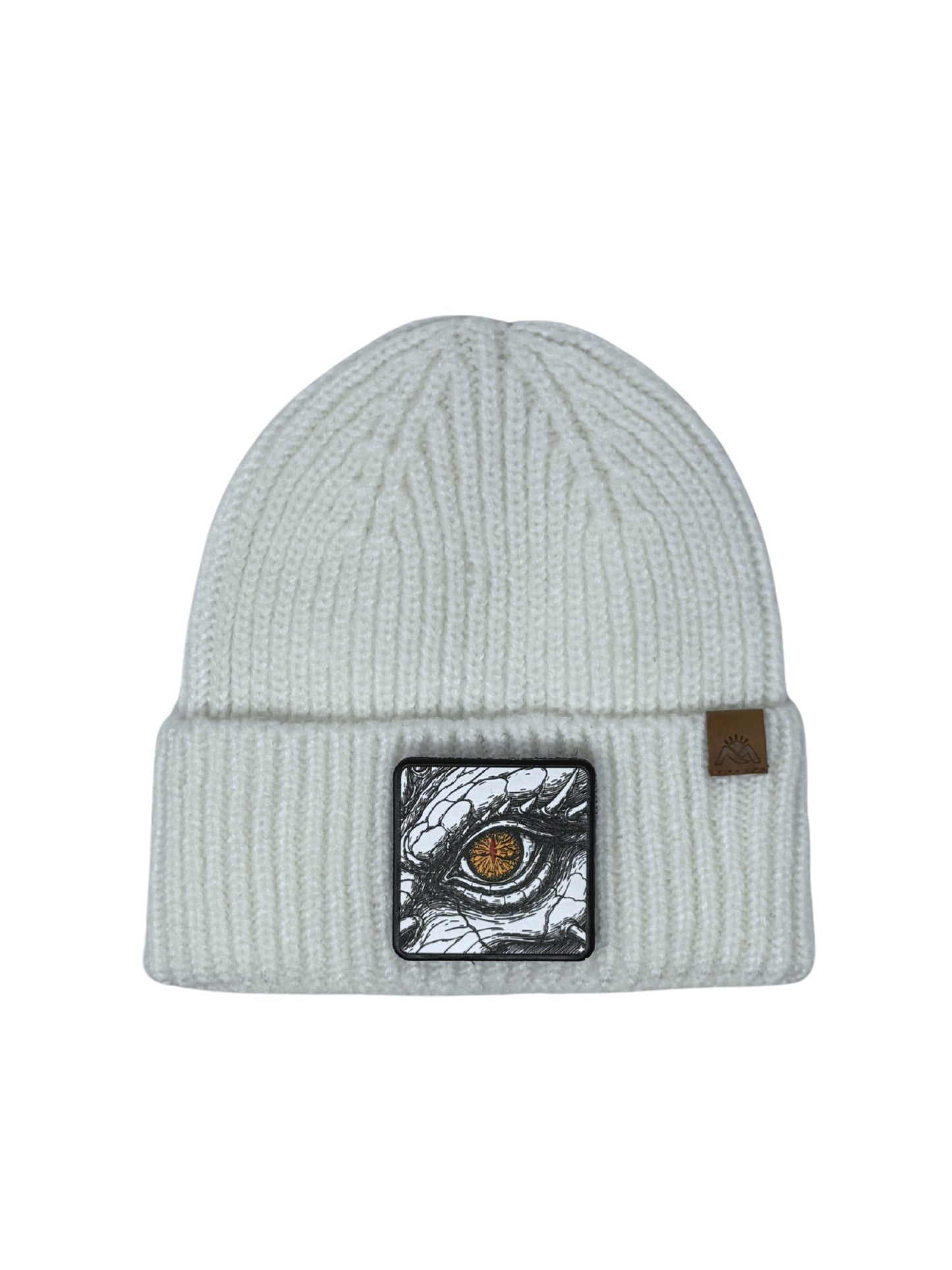 Dragon Eye | Embossed Removable Fantasy Patch Beanie - Wool Blend, Soft, Warm, One Size Fits Most