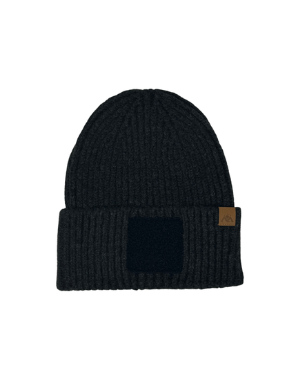 MORNIE | Beanie with Hook and Loop Panel - Wool Blend, Soft, Warm, One Size Fits Most