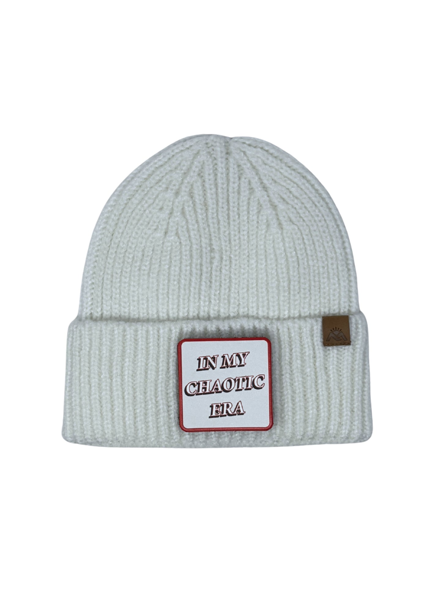 In My Chaotic Era | Embossed Removable Patch Beanie - Wool Blend, Soft, Warm, One Size Fits Most