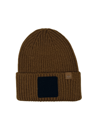 MORNIE | Beanie with Hook and Loop Panel - Wool Blend, Soft, Warm, One Size Fits Most