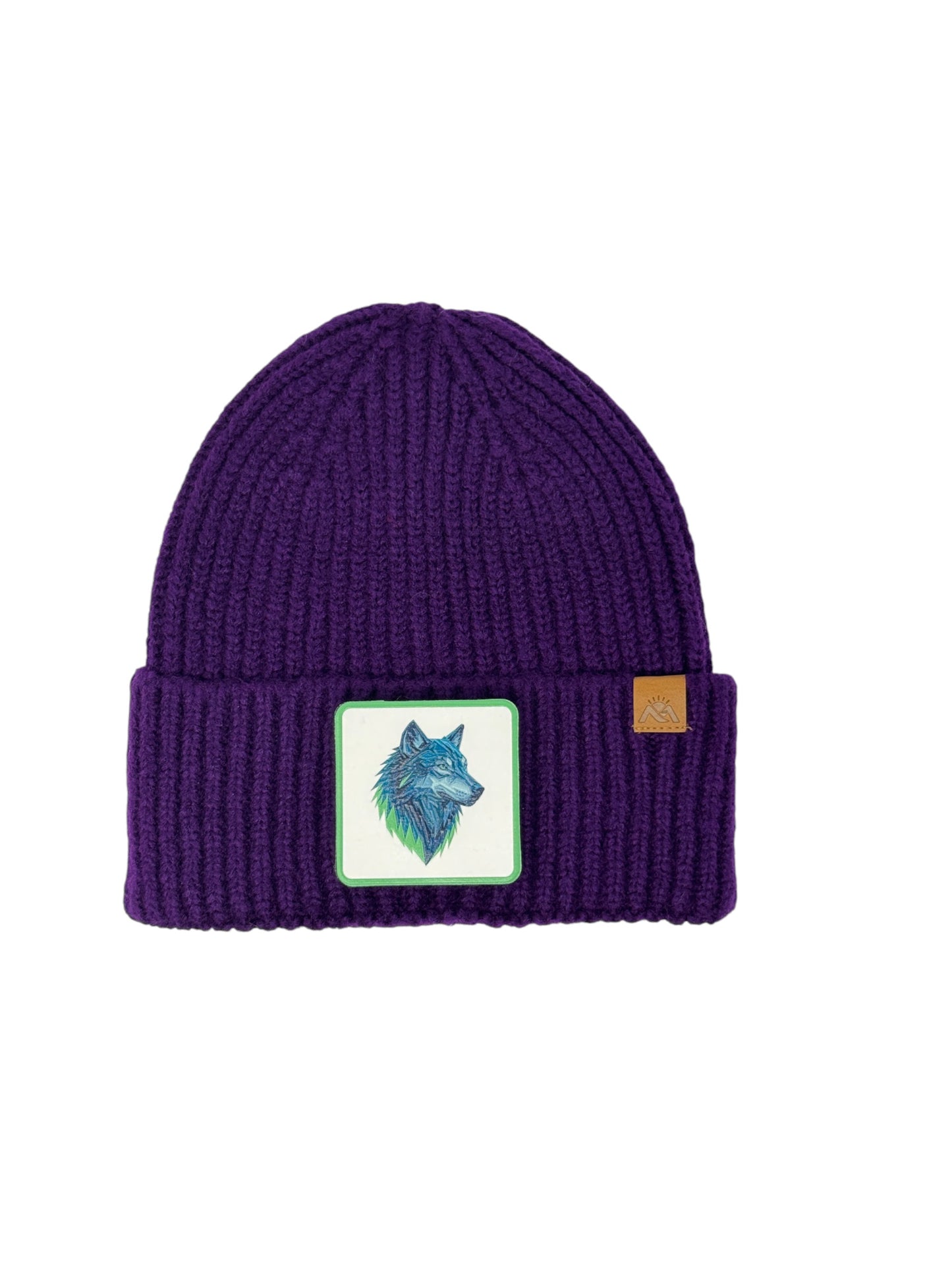 Wolf Instinct | Embossed Removable Patch Beanie - Wool Blend, Soft, Warm, One Size Fits Most