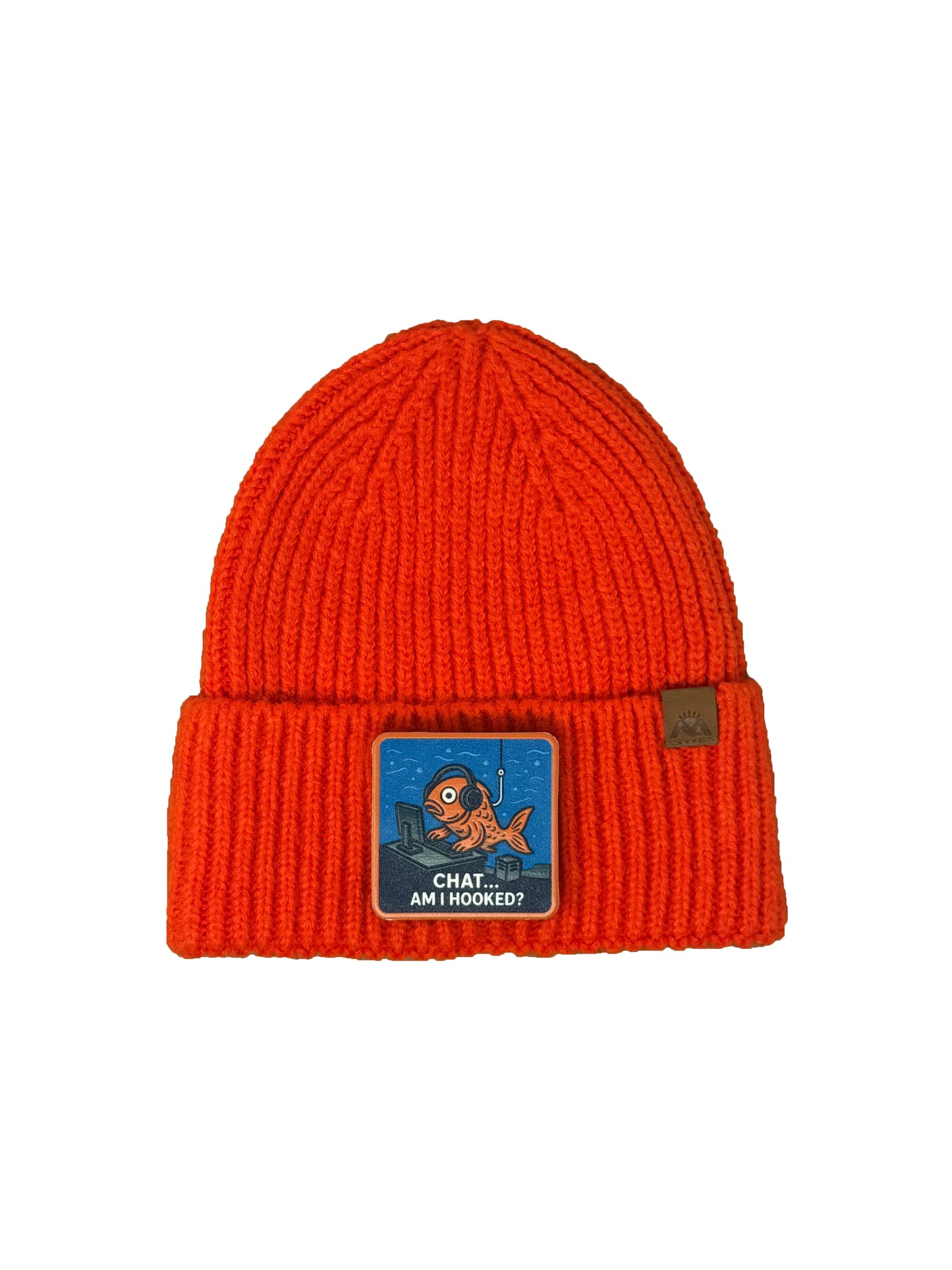Am I Hooked? | Embossed Removable Patch Beanie - Wool Blend, Soft, Warm, One Size Fits All