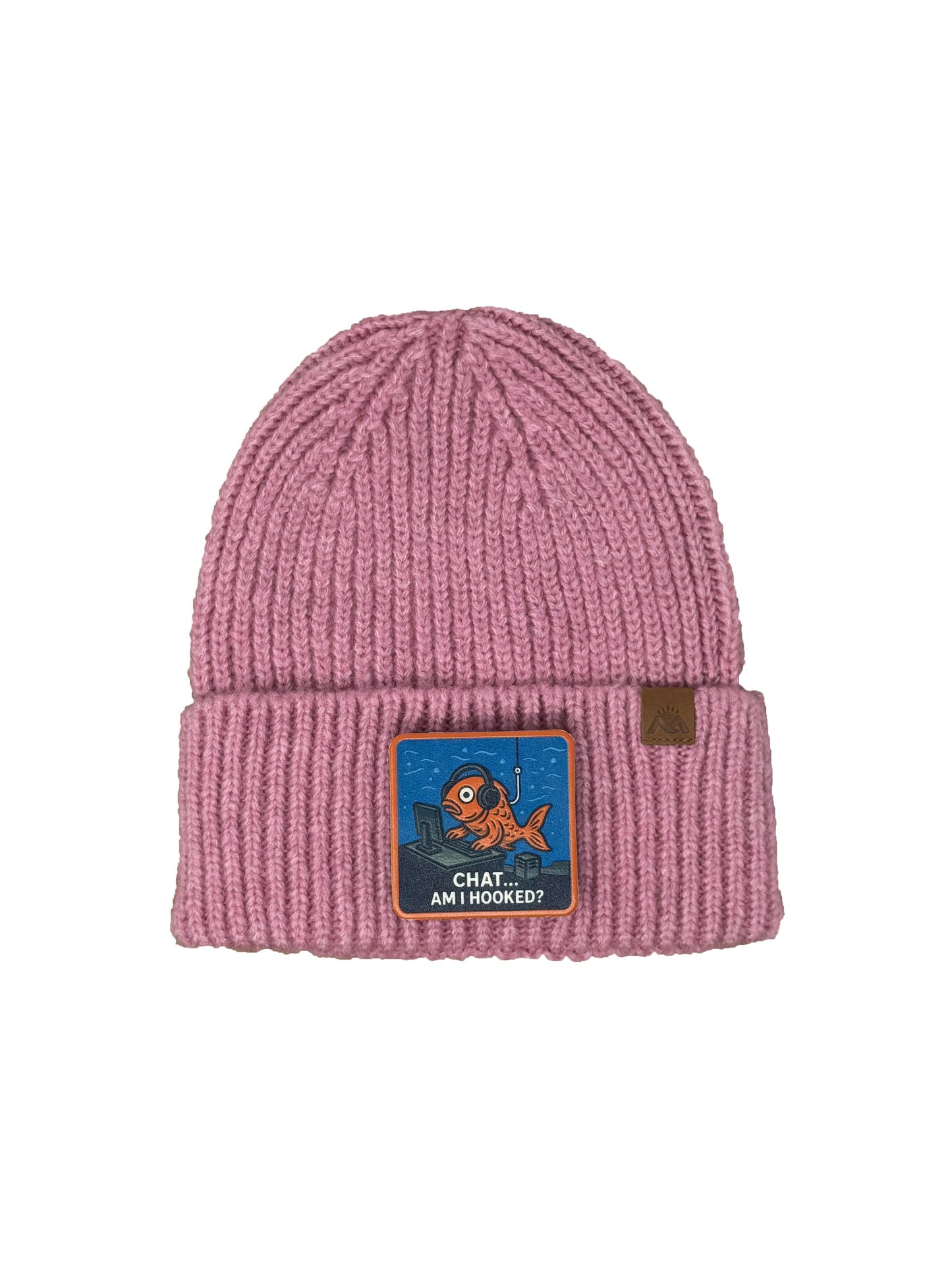 Am I Hooked? | Embossed Removable Patch Beanie - Wool Blend, Soft, Warm, One Size Fits Most