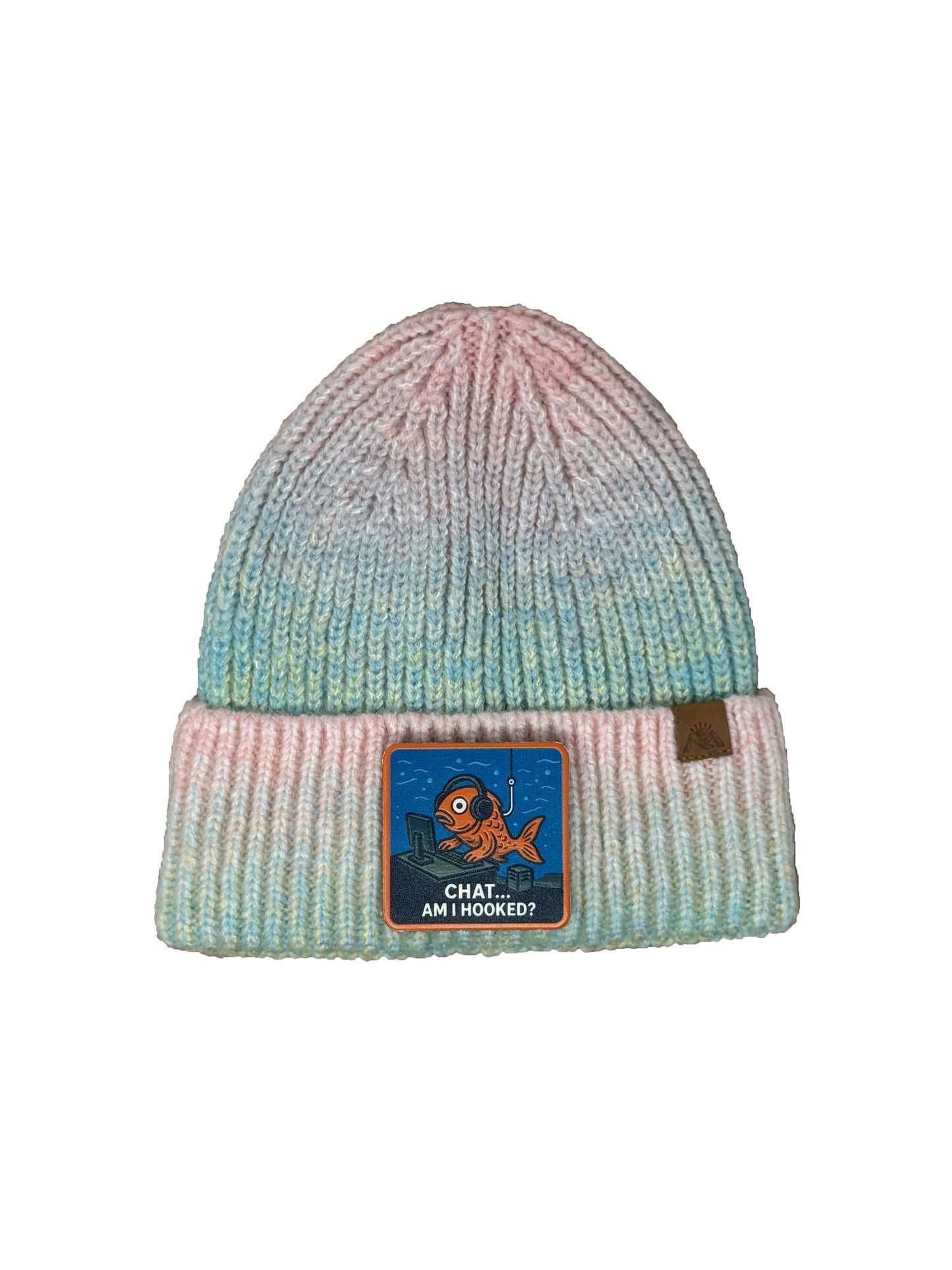 Am I Hooked? | Embossed Removable Patch Beanie - Wool Blend, Soft, Warm, One Size Fits All