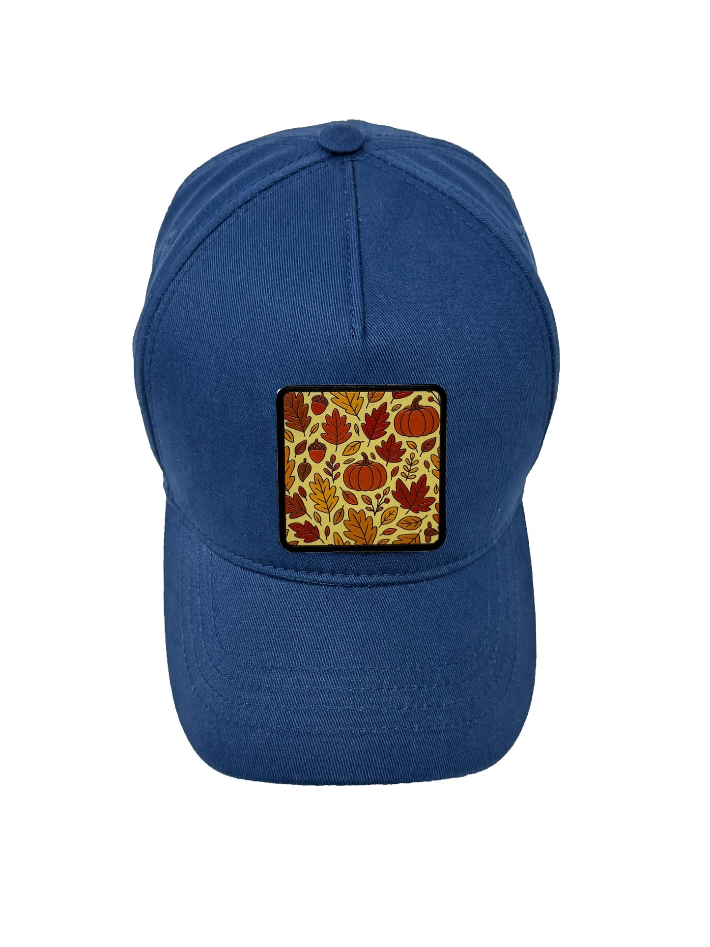 Autumn Vibes | Embossed Removable Fall Patch 5 Panel Baseball Hat – %100 Cotton, Adjustable Strapback, Curved Bill , One Size Fits Most