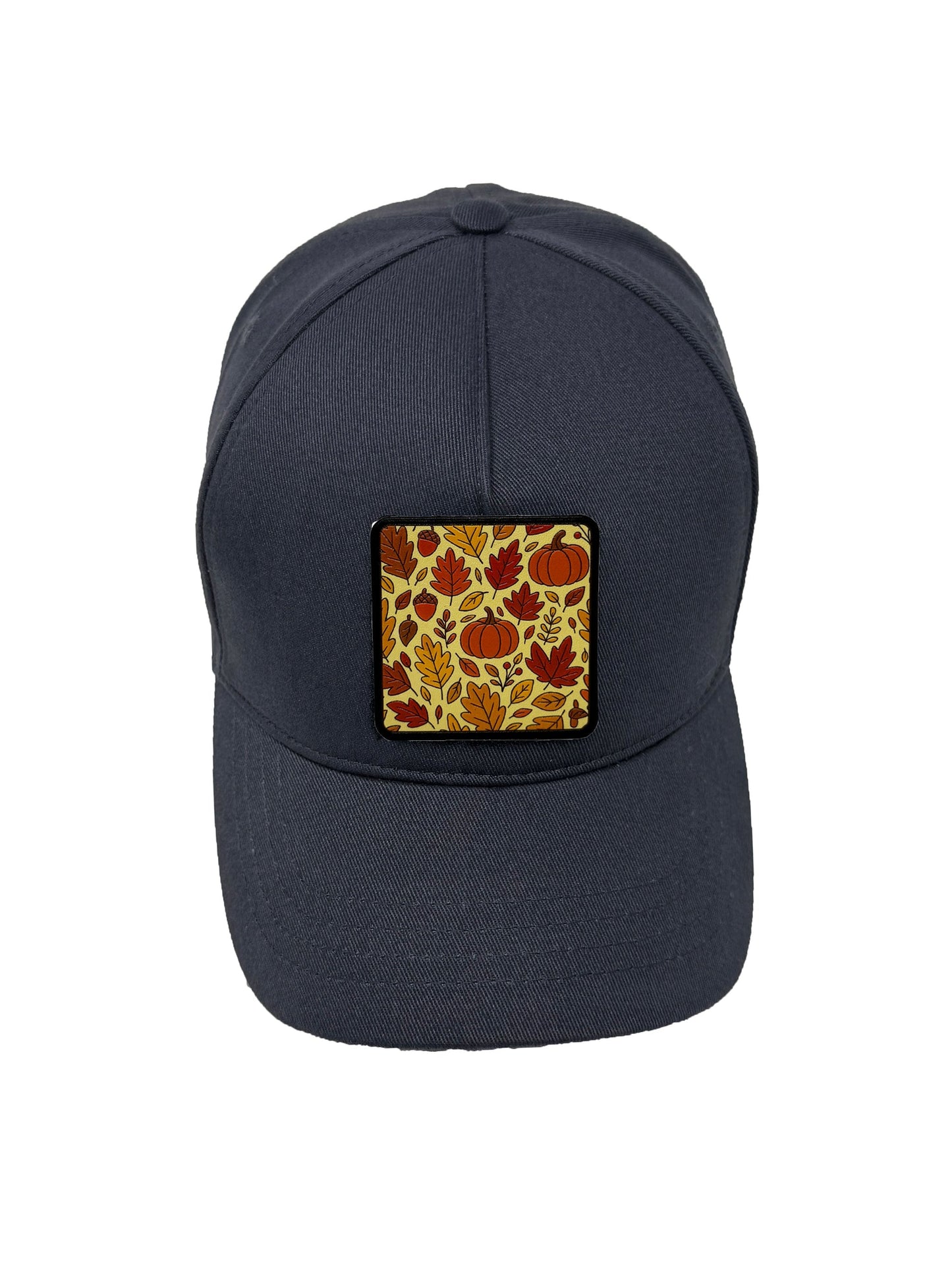 Autumn Vibes | Embossed Removable Fall Patch 5 Panel Baseball Hat – %100 Cotton, Adjustable Strapback, Curved Bill , One Size Fits Most