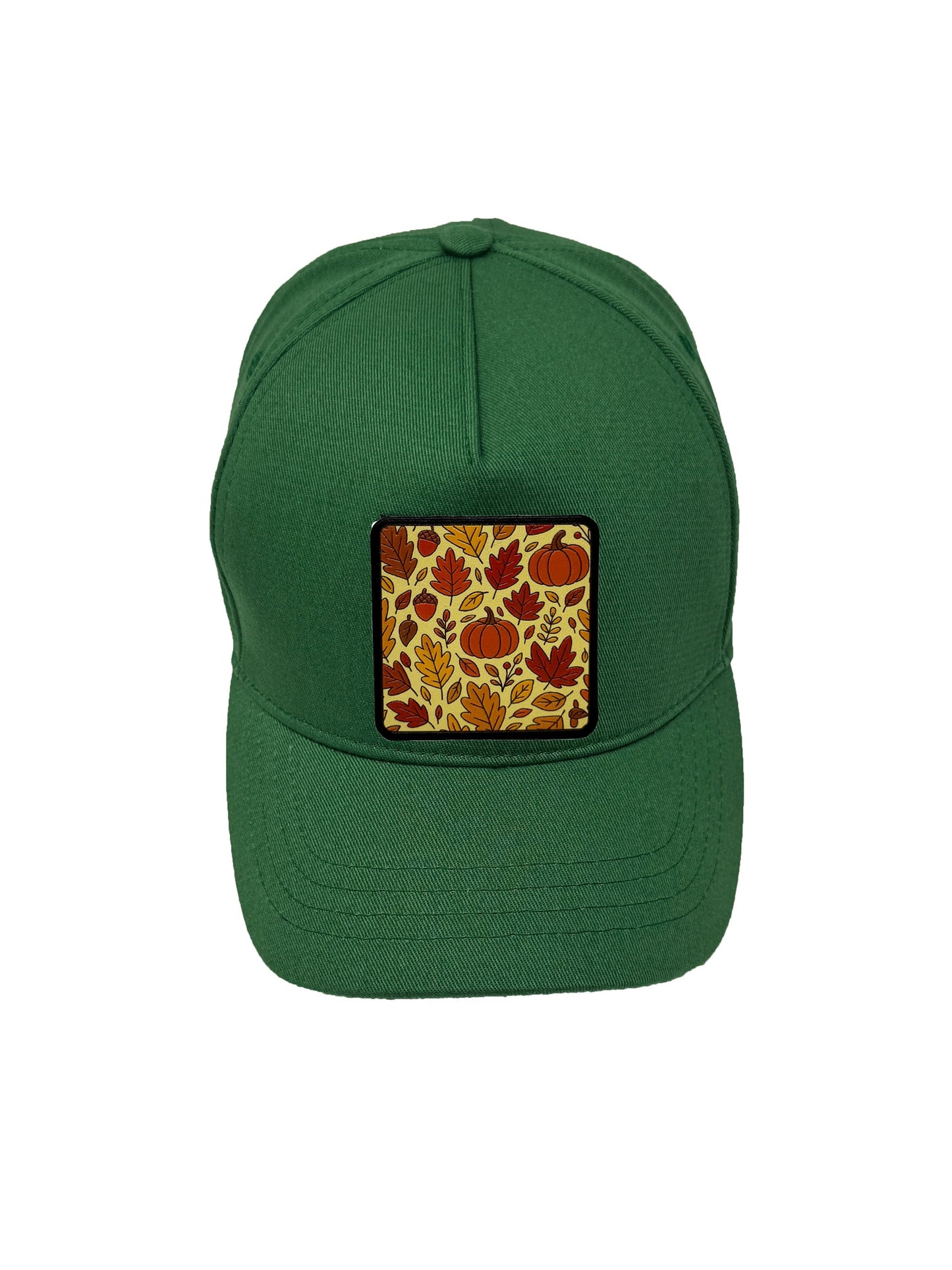 Autumn Vibes | Embossed Removable Fall Patch 5 Panel Baseball Hat – %100 Cotton, Adjustable Strapback, Curved Bill , One Size Fits Most