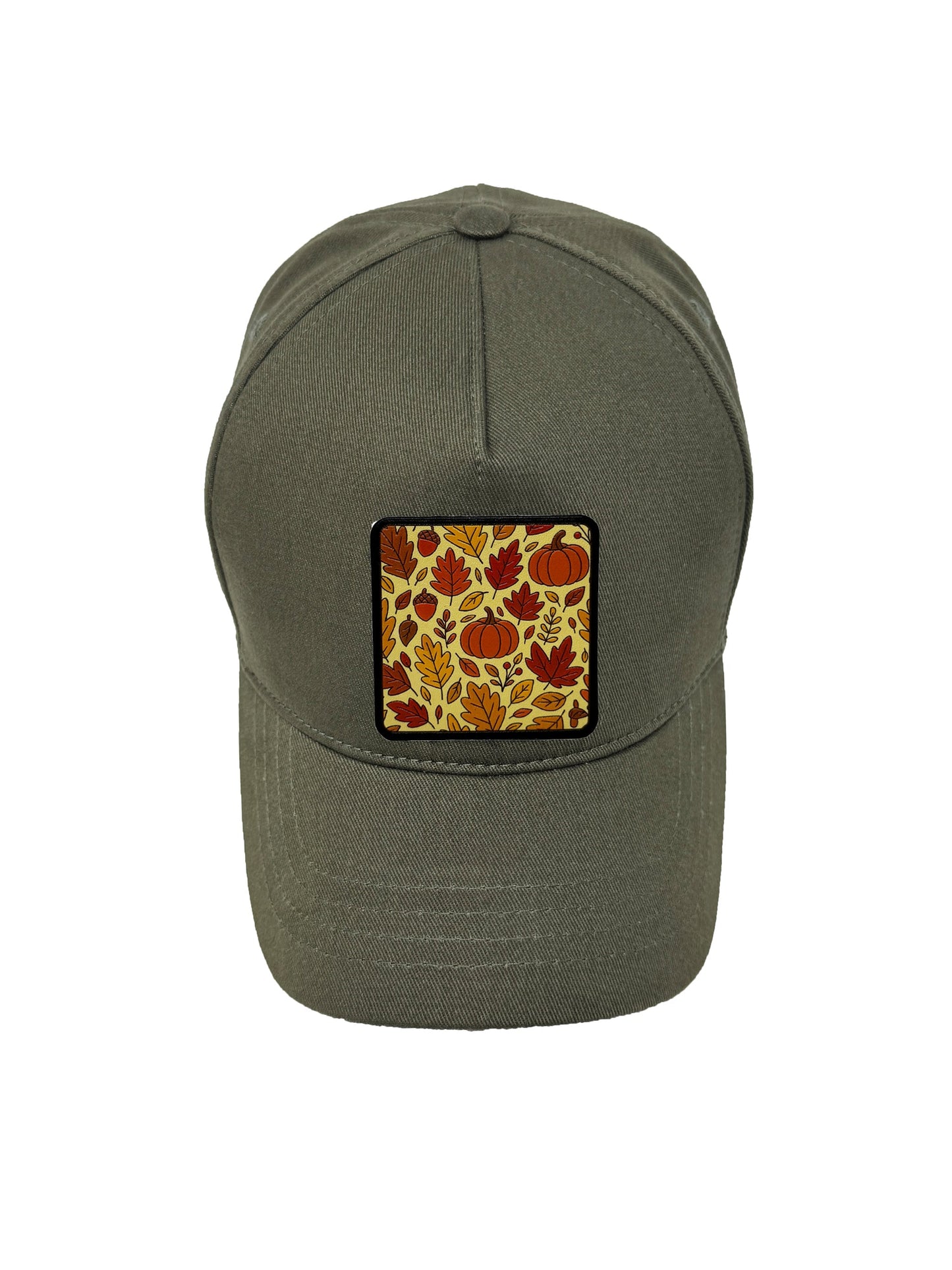 Autumn Vibes | Embossed Removable Fall Patch 5 Panel Baseball Hat – %100 Cotton, Adjustable Strapback, Curved Bill , One Size Fits Most