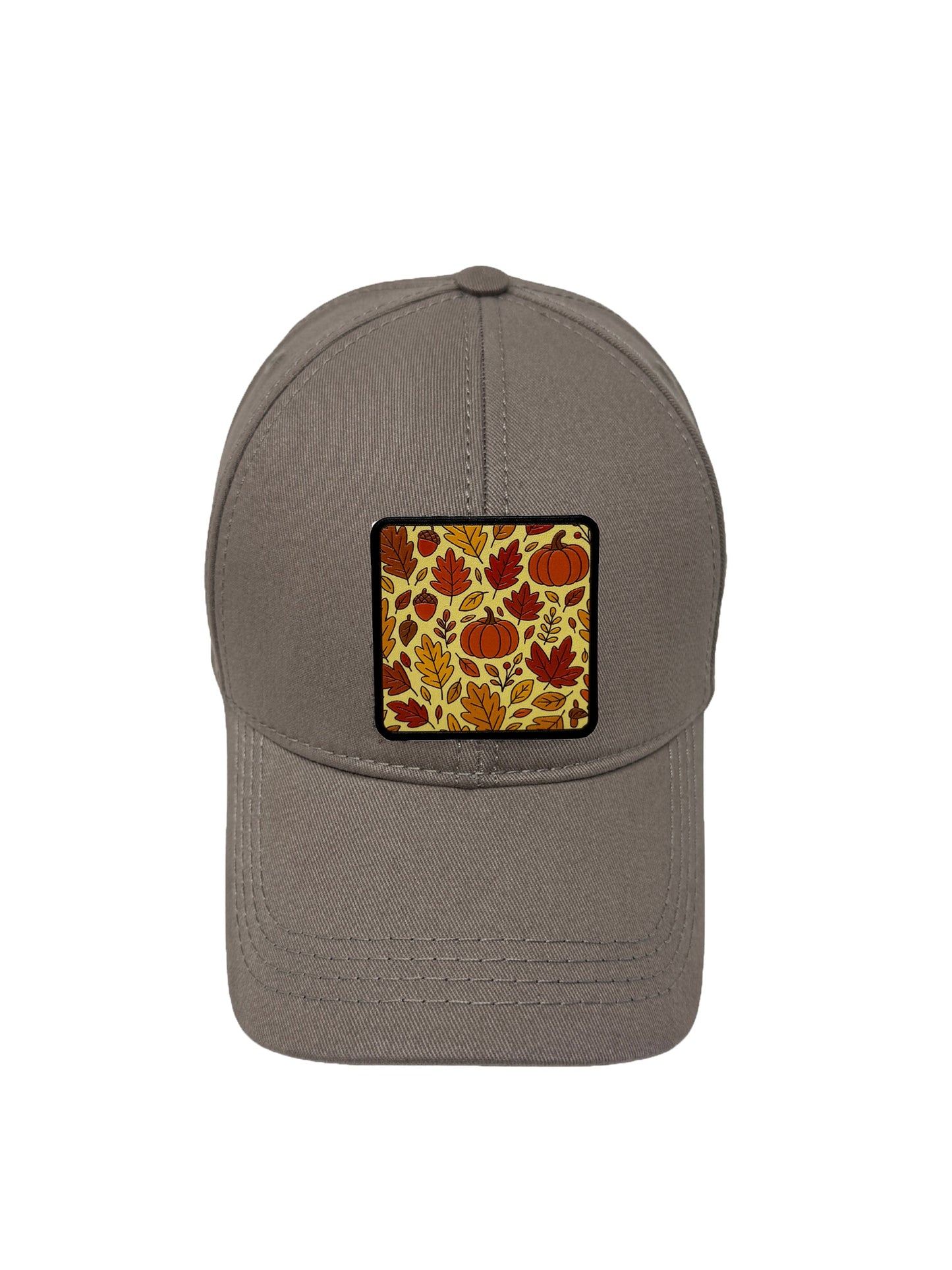 Autumn Vibes | Embossed Removable Fall Patch 6 Panel Baseball Hat – %100 Cotton, Adjustable Strapback, Curved Bill , One Size Fits Most