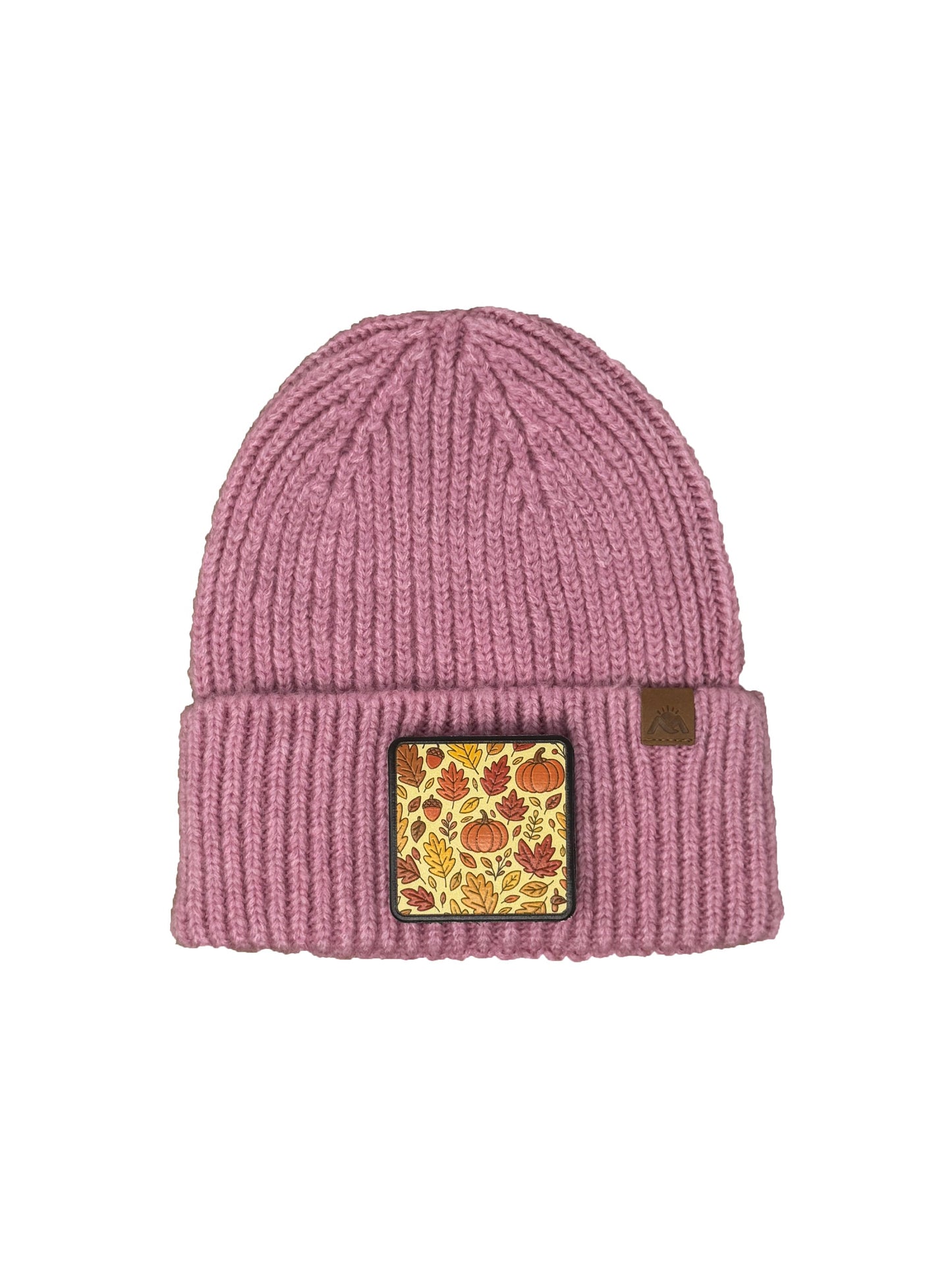 Autumn Vibes | Embossed Removable Fall Patch Beanie - Wool Blend, Soft, Warm, One Size Fits Most