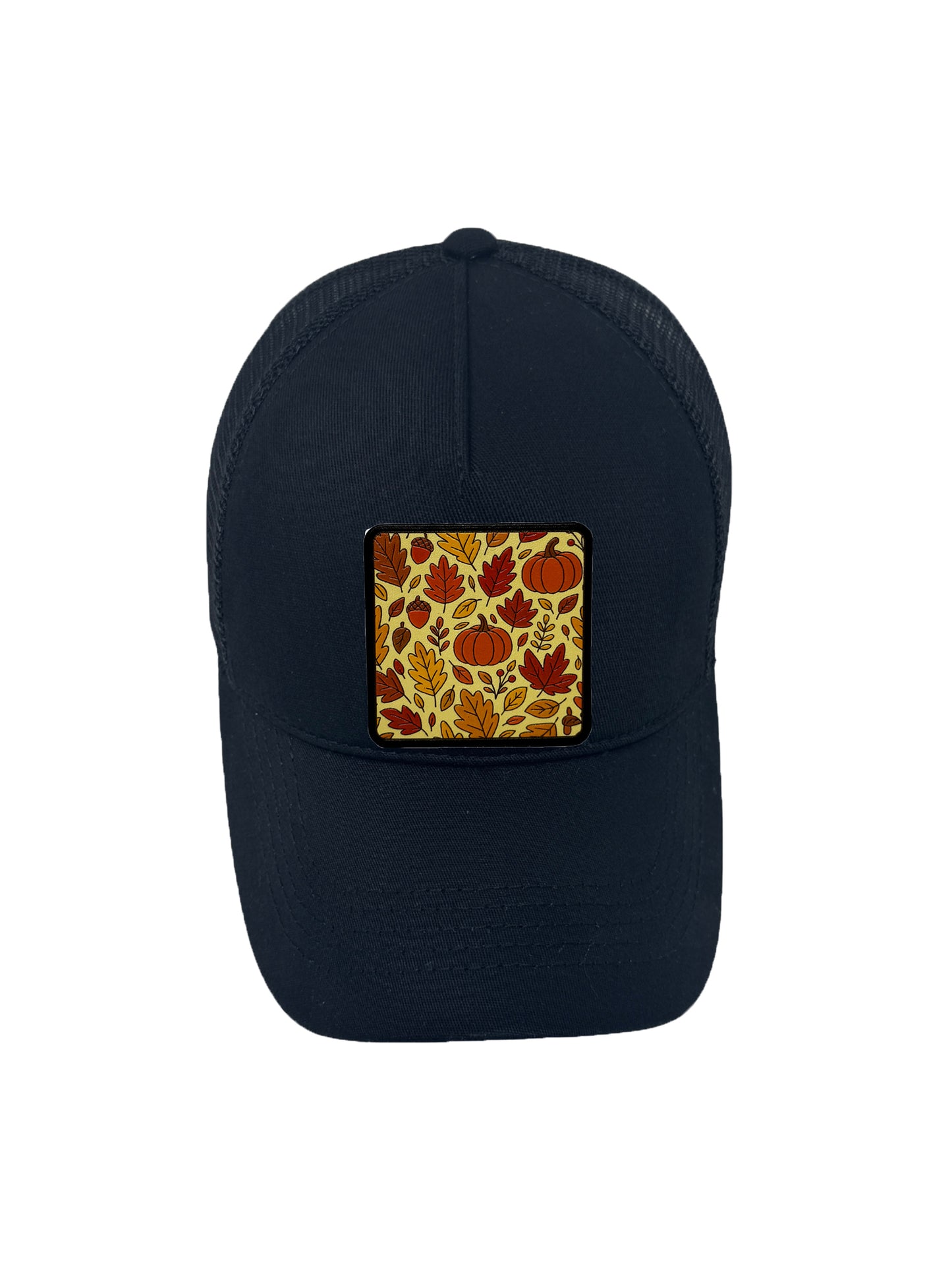 Autumn Vibes | Embossed Removable Fall Patch Trucker Hat – Adjustable Snapback, Breathable Mesh, One Size Fits Most