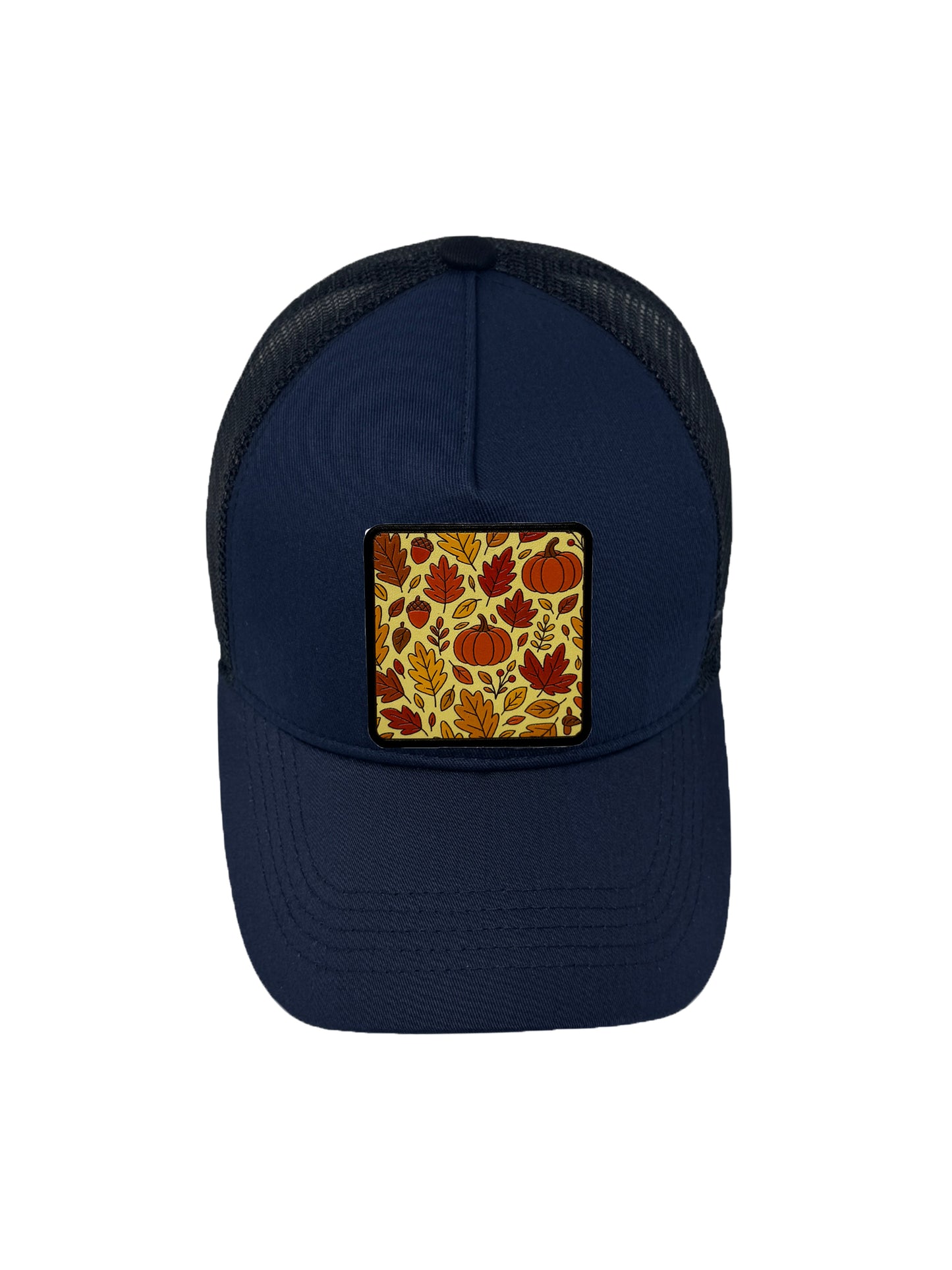 Autumn Vibes | Embossed Removable Fall Patch Trucker Hat – Adjustable Snapback, Breathable Mesh, One Size Fits Most