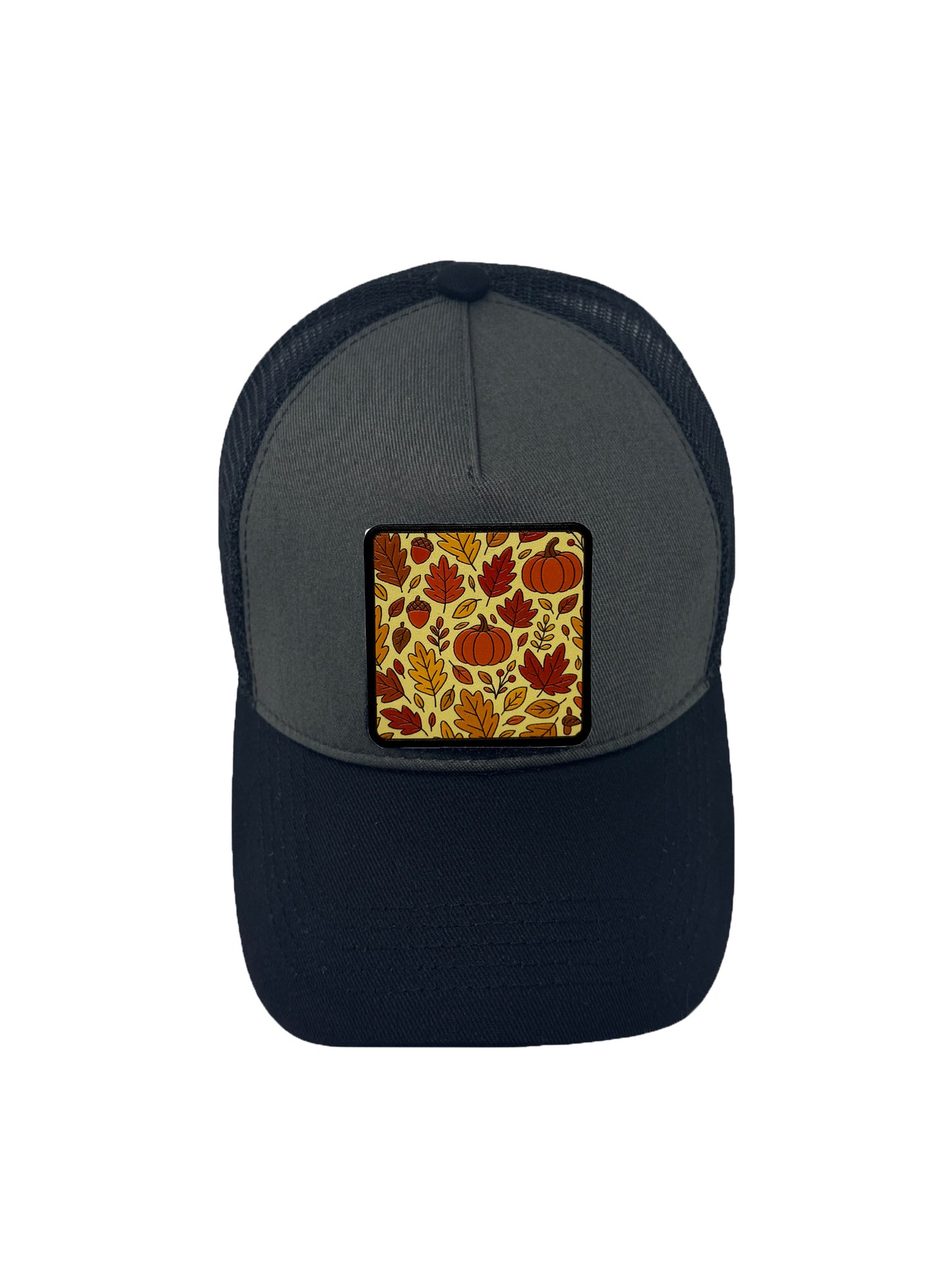 Autumn Vibes | Embossed Removable Fall Patch Trucker Hat – Adjustable Snapback, Breathable Mesh, One Size Fits Most