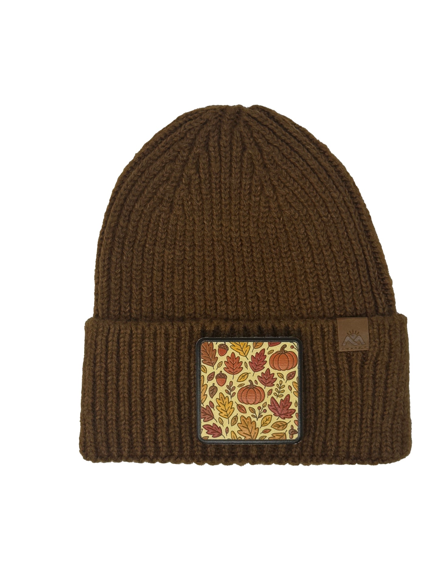 Autumn Vibes | Embossed Removable Fall Patch Beanie - Wool Blend, Soft, Warm, One Size Fits Most