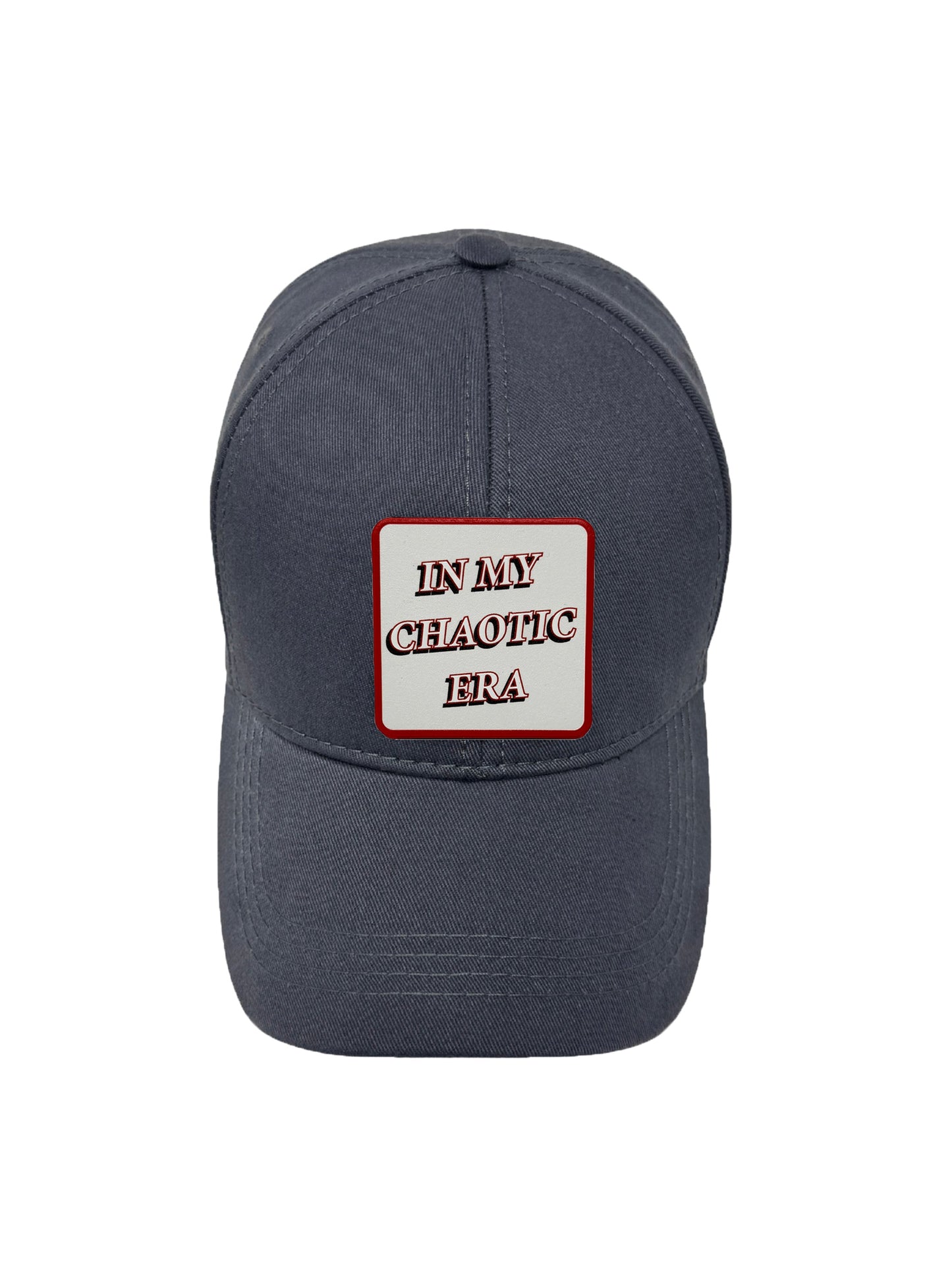 In My Chaotic Era | Embossed Removable Patch 6 Panel Baseball Hat – %100 Cotton, Adjustable Strapback, Curved Bill , One Size Fits Most