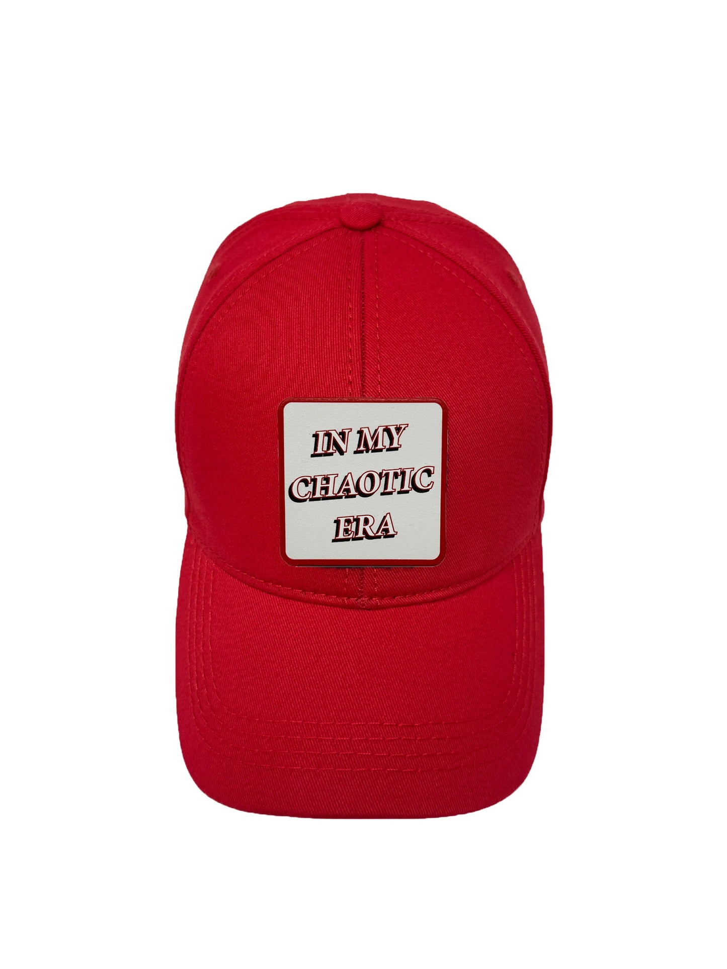 In My Chaotic Era | Embossed Removable Patch 6 Panel Baseball Hat – %100 Cotton, Adjustable Strapback, Curved Bill , One Size Fits Most