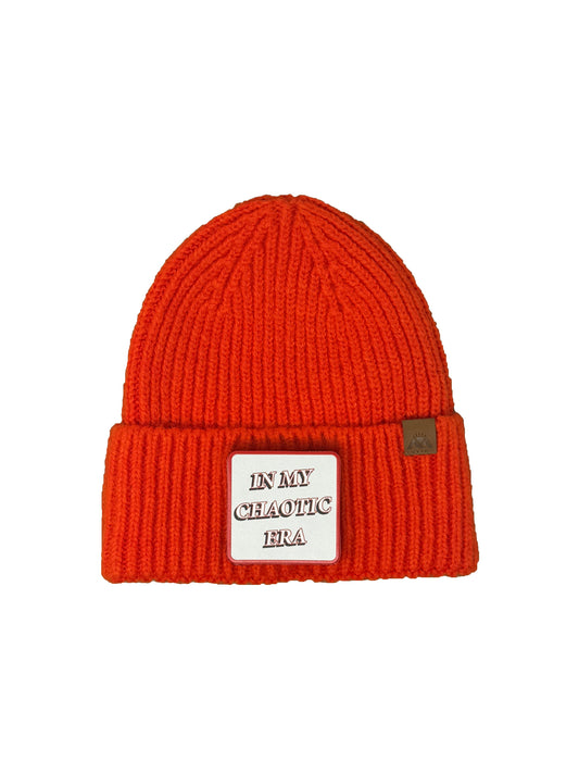 In My Chaotic Era | Embossed Removable Patch Beanie - Wool Blend, Soft, Warm, One Size Fits All