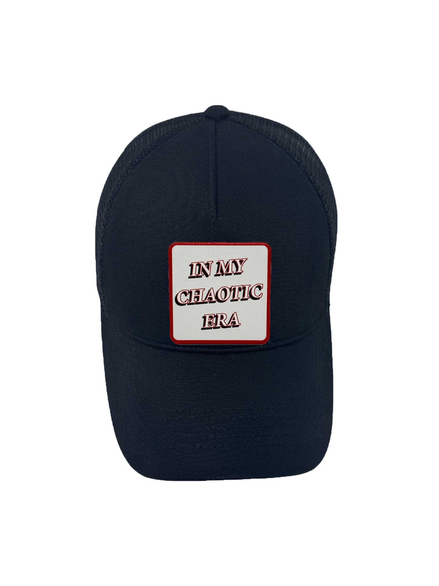 In My Chaotic Era | Embossed Removable Patch Trucker Hat – Adjustable Snapback, Breathable Mesh, One Size Fits Most