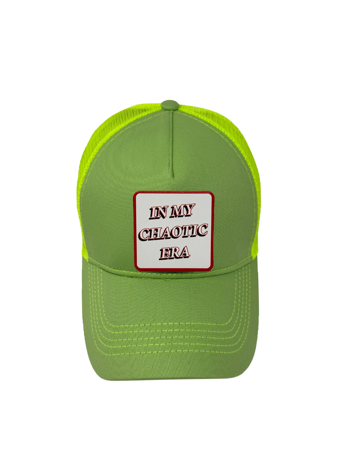 In My Chaotic Era | Embossed Removable Patch Trucker Hat – Adjustable Snapback, Breathable Mesh, One Size Fits Most