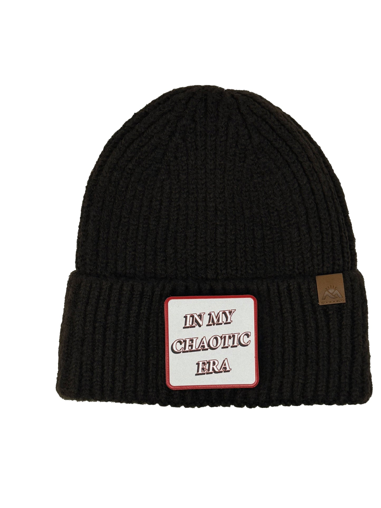 In My Chaotic Era | Embossed Removable Patch Beanie - Wool Blend, Soft, Warm, One Size Fits Most