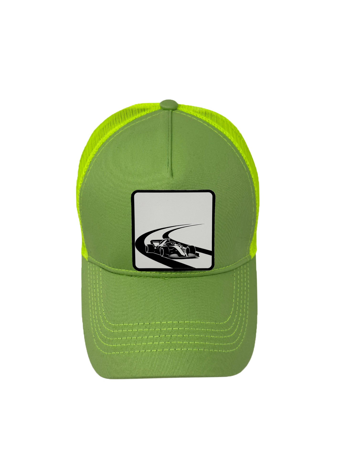 Checkered Flag | Embossed Removable Racing Patch Trucker Hat – Adjustable Snapback, Breathable Mesh, One Size Fits Most