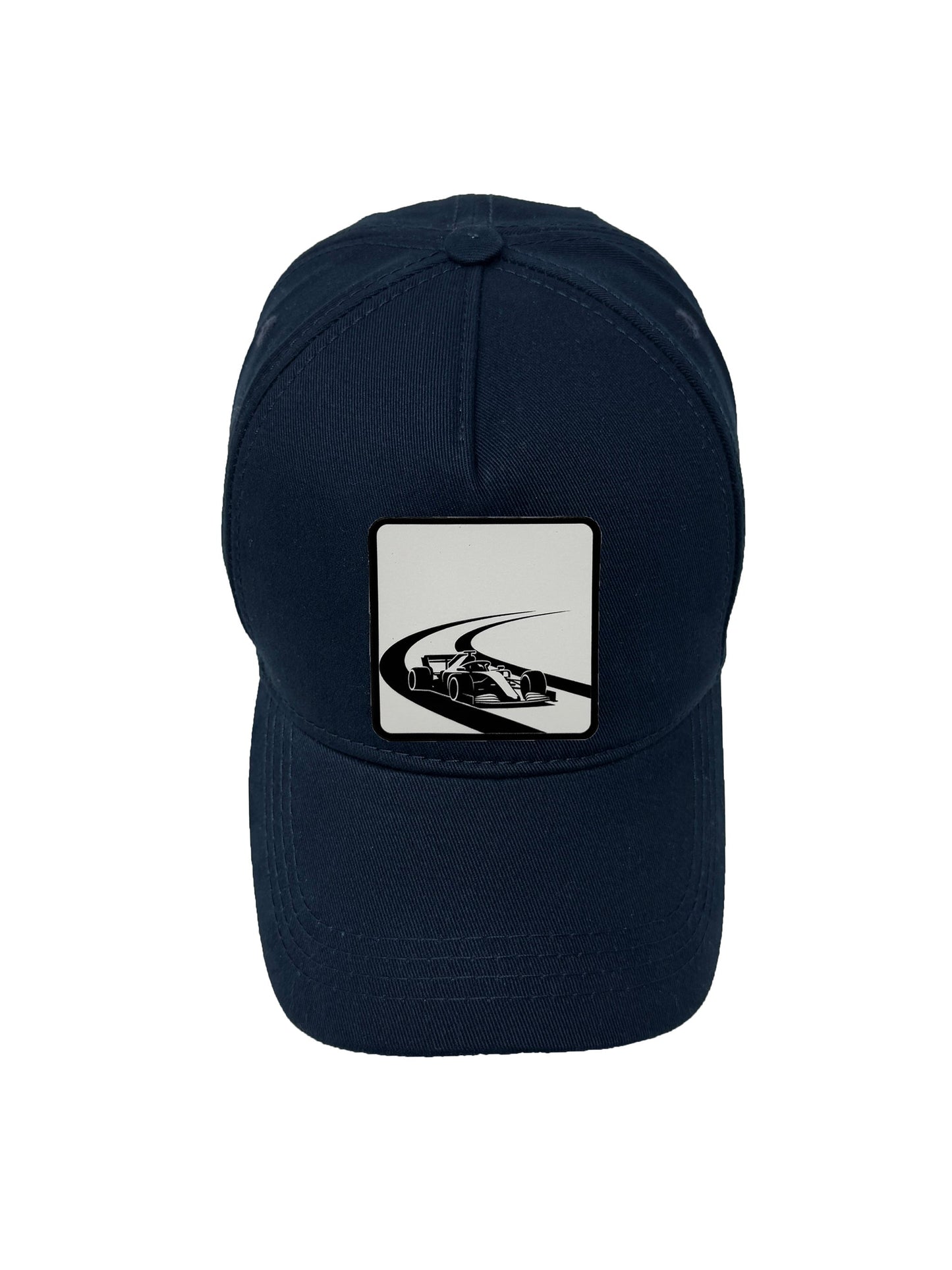 Checkered Flag | Embossed Removable Racing Patch 5 Panel Baseball Hat – %100 Cotton, Adjustable Strapback, Curved Bill , One Size Fits Most