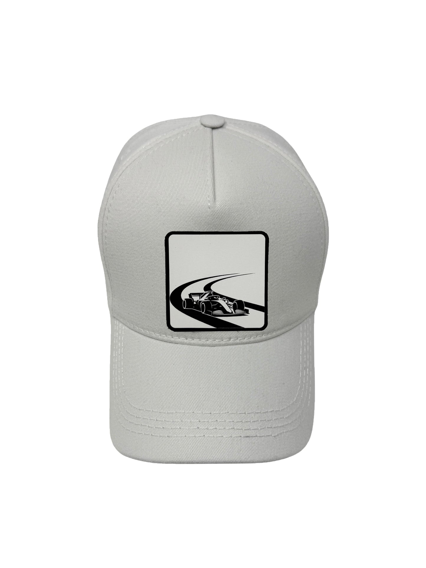 Checkered Flag | Embossed Removable Racing Patch 5 Panel Baseball Hat – %100 Cotton, Adjustable Strapback, Curved Bill , One Size Fits Most