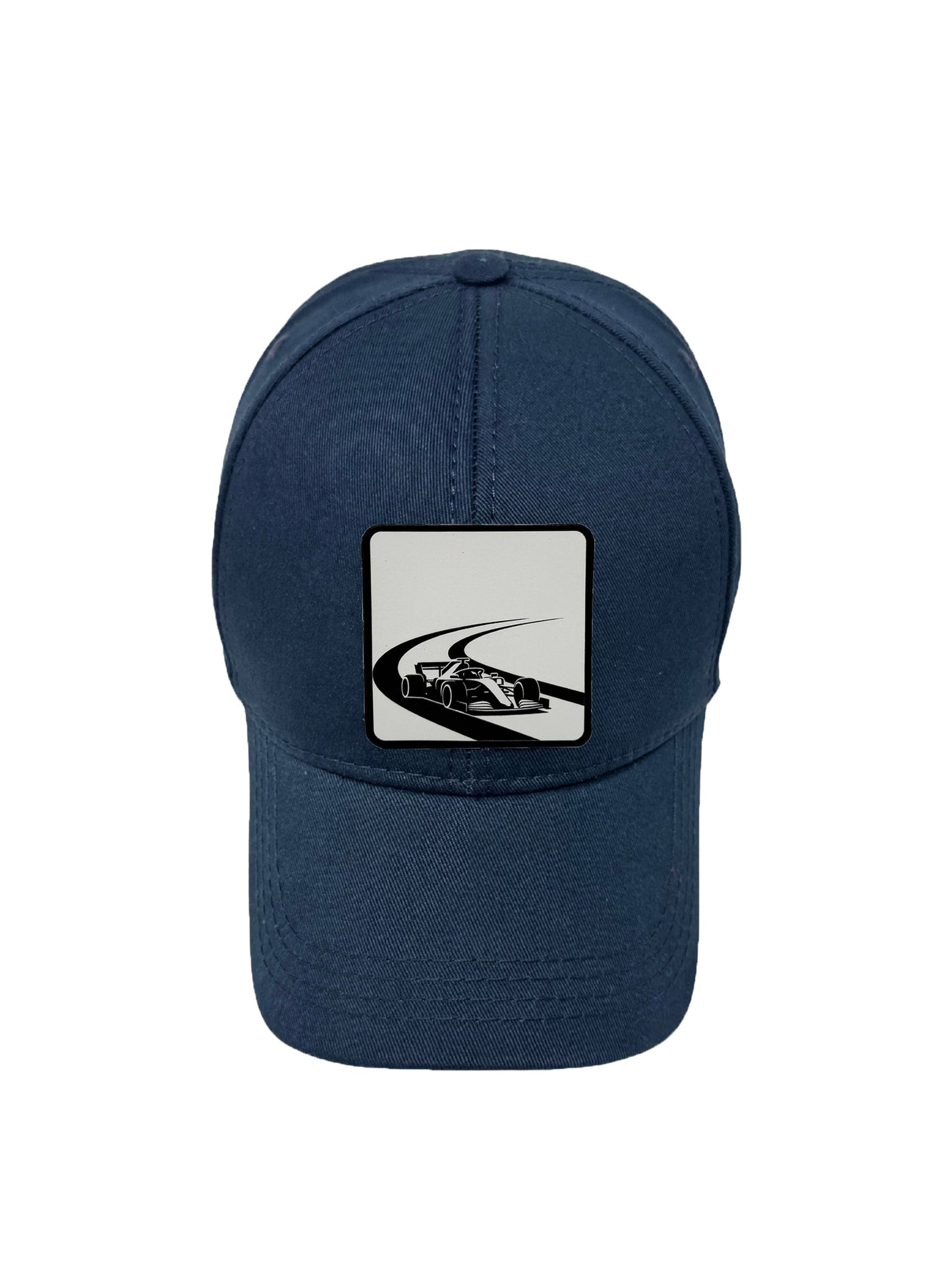 Checkered Flag | Embossed Removable Racing Patch 6 Panel Baseball Hat – %100 Cotton, Adjustable Strapback, Curved Bill , One Size Fits Most