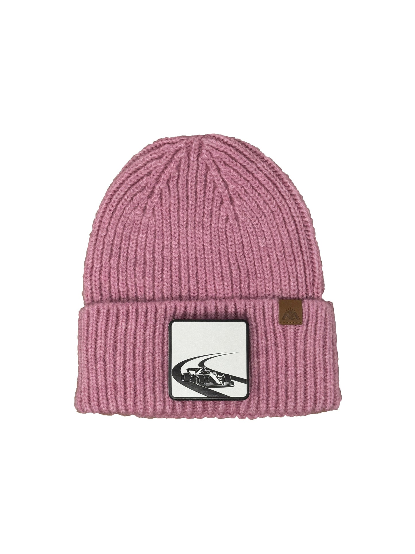 Checkered Flag | Embossed Removable Racing Patch Beanie - Wool Blend, Soft, Warm, One Size Fits Most