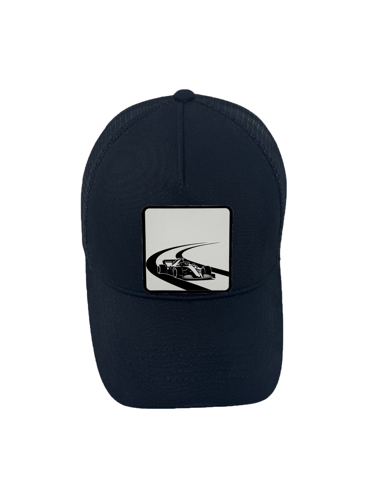 Checkered Flag | Embossed Removable Racing Patch Trucker Hat – Adjustable Snapback, Breathable Mesh, One Size Fits Most