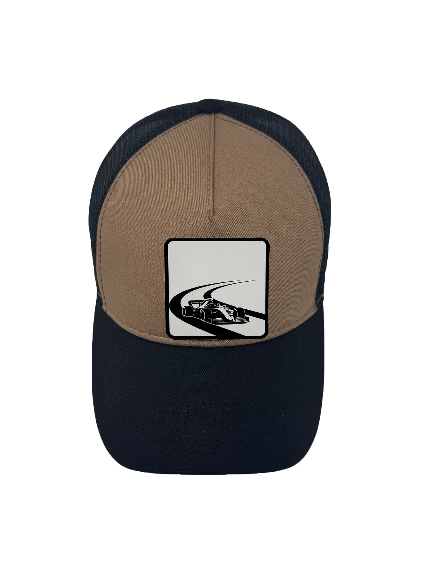 Checkered Flag | Embossed Removable Racing Patch Trucker Hat – Adjustable Snapback, Breathable Mesh, One Size Fits Most