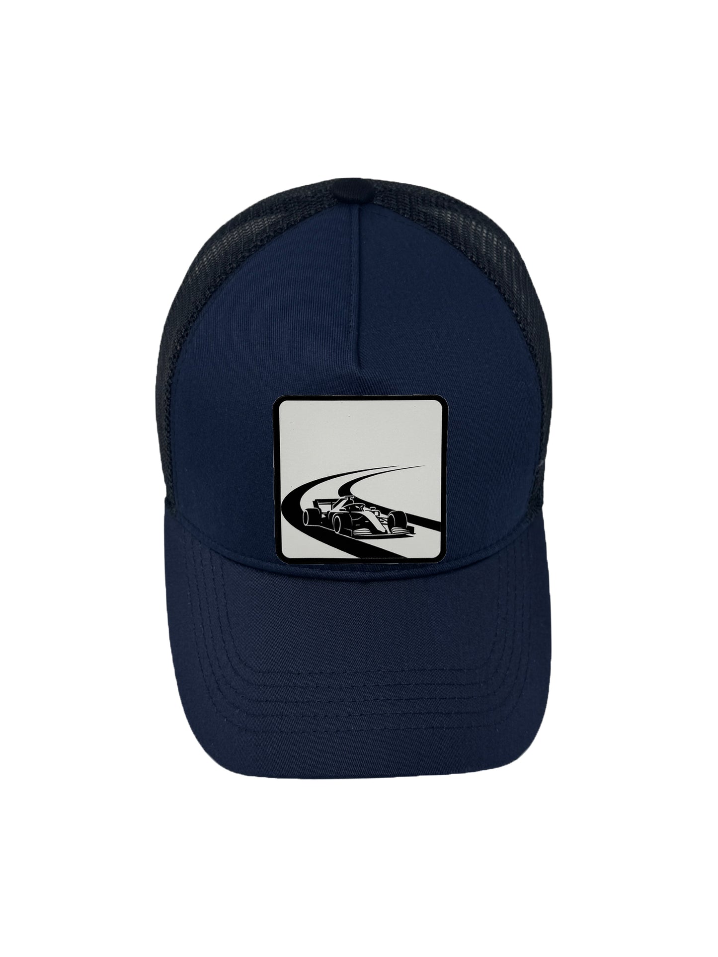 Checkered Flag | Embossed Removable Racing Patch Trucker Hat – Adjustable Snapback, Breathable Mesh, One Size Fits Most