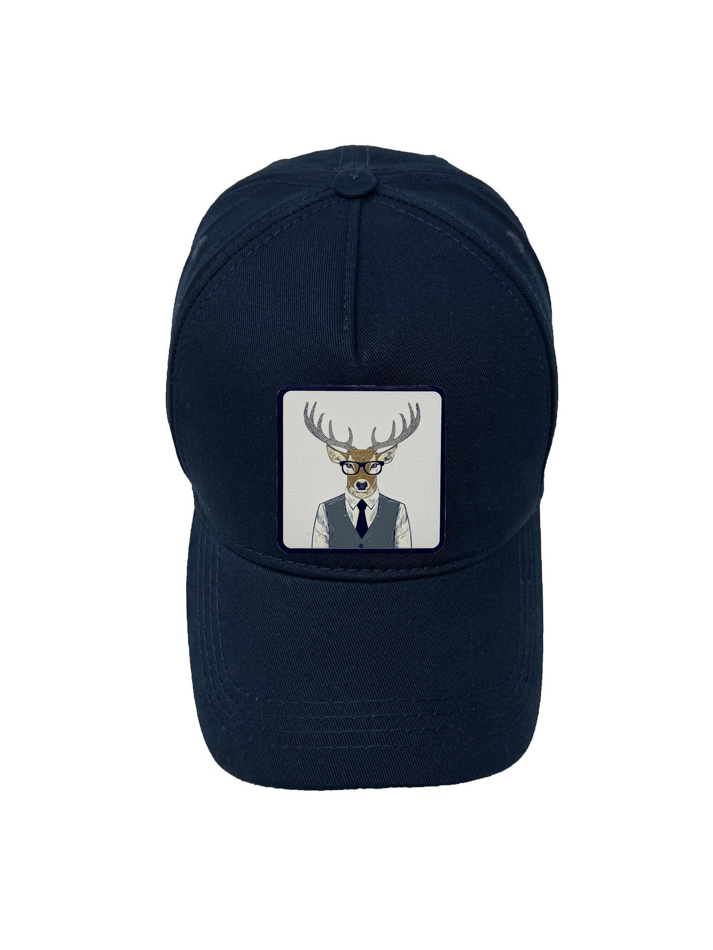 Corporate Reindeer | Embossed Removable Patch 5 Panel Baseball Hat – %100 Cotton, Adjustable Strapback, Curved Bill , One Size Fits Most