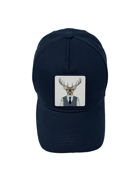Corporate Reindeer | Embossed Removable Patch 5 Panel Baseball Hat – %100 Cotton, Adjustable Strapback, Curved Bill , One Size Fits Most