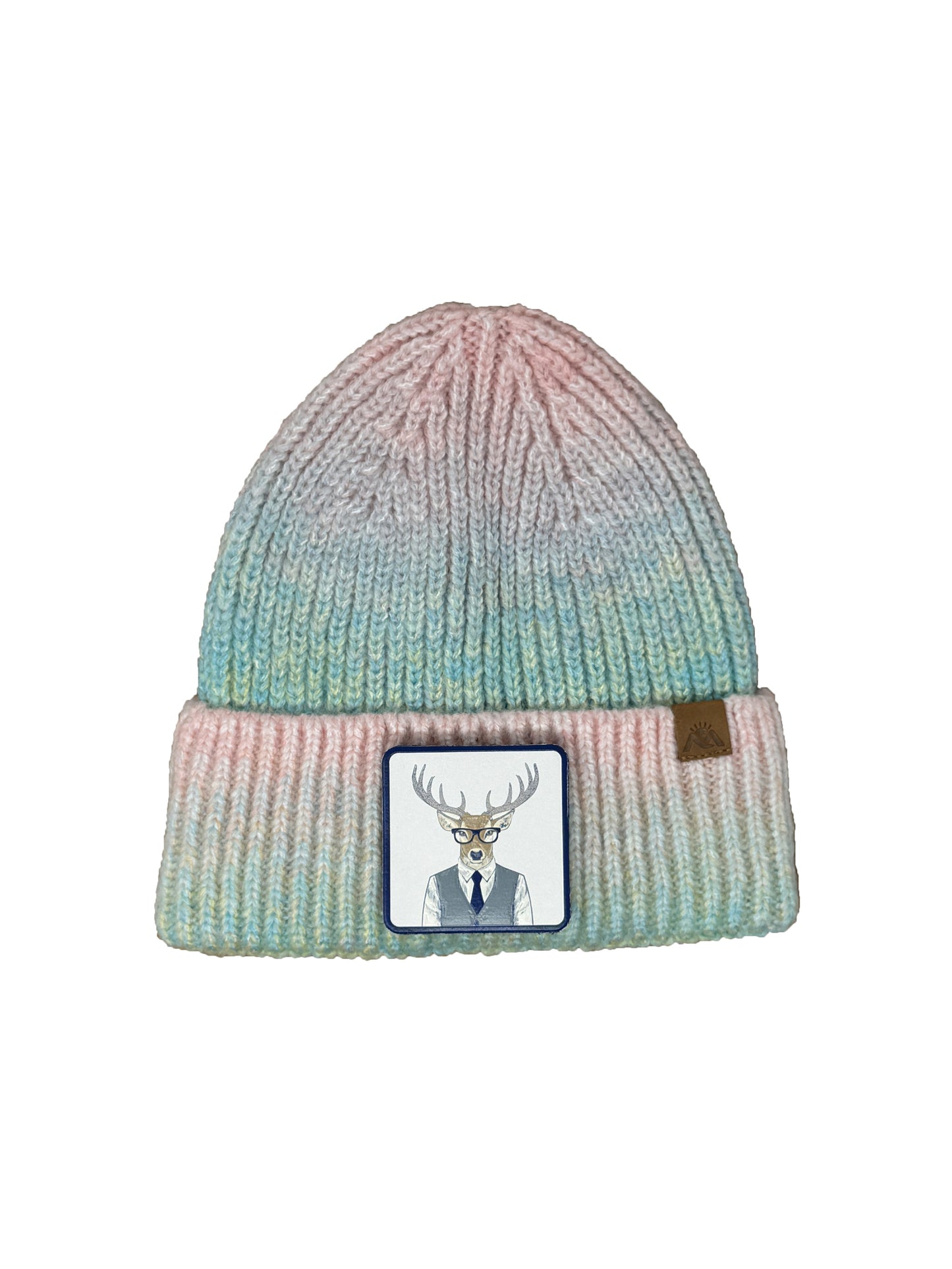 Corporate Reindeer | Embossed Removable Patch Beanie - Wool Blend, Soft, Warm, One Size Fits All