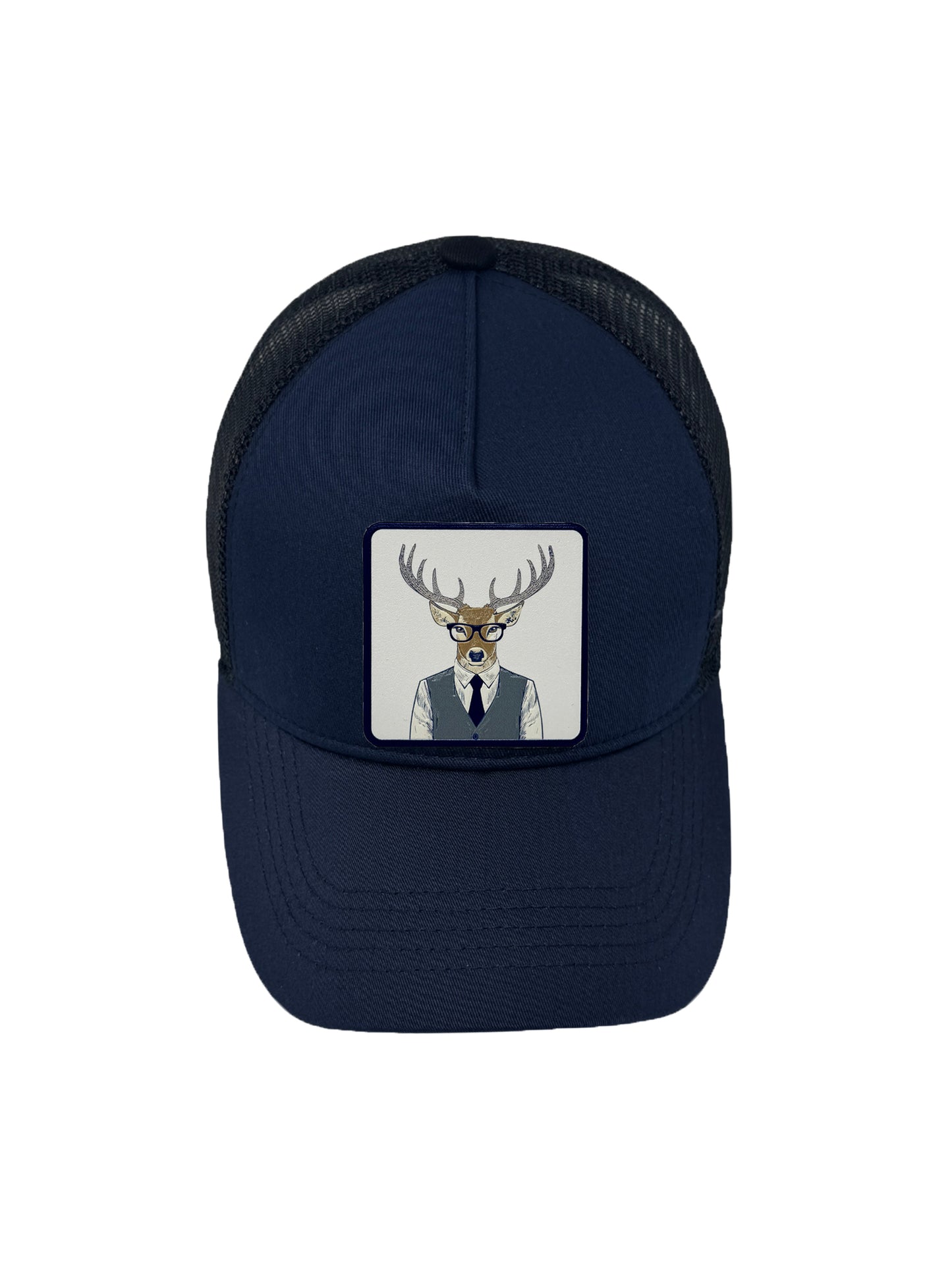 Corporate Reindeer | Embossed Removable Patch Trucker Hat – Adjustable Snapback, Breathable Mesh, One Size Fits Most