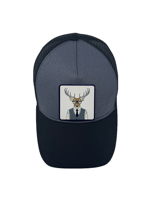 Corporate Reindeer | Embossed Removable Patch Trucker Hat – Adjustable Snapback, Breathable Mesh, One Size Fits Most